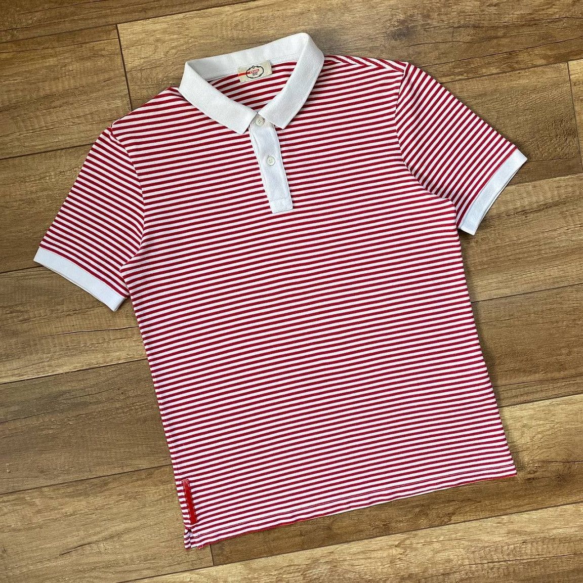 Prada Prada Red Tab Logo Striped Polo Shirt Size US L / EU 52-54 / 3 - 3 Thumbnail