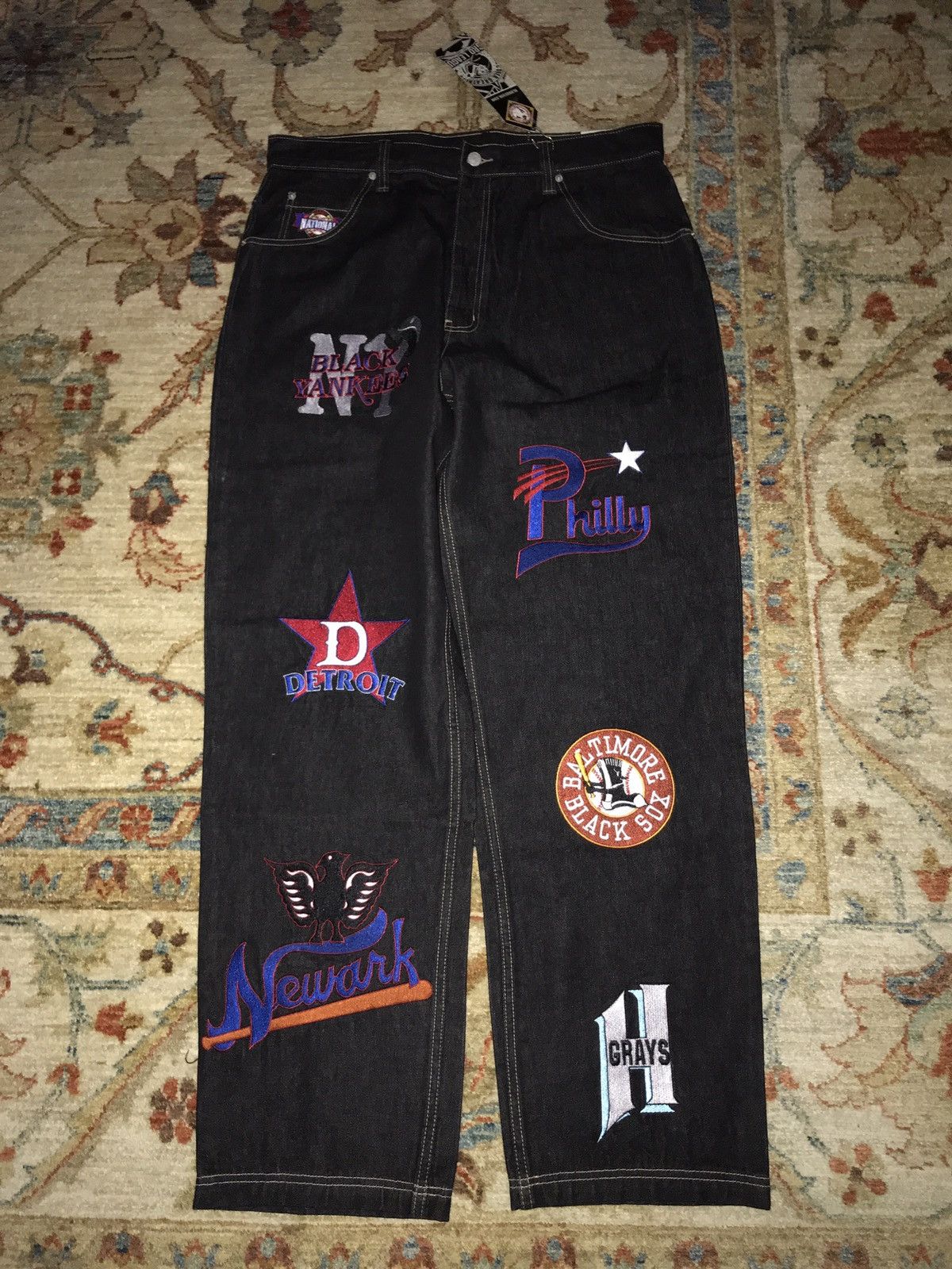 Vintage VTG Official Negro League Baseball Baggy Denim Jeans 36x33