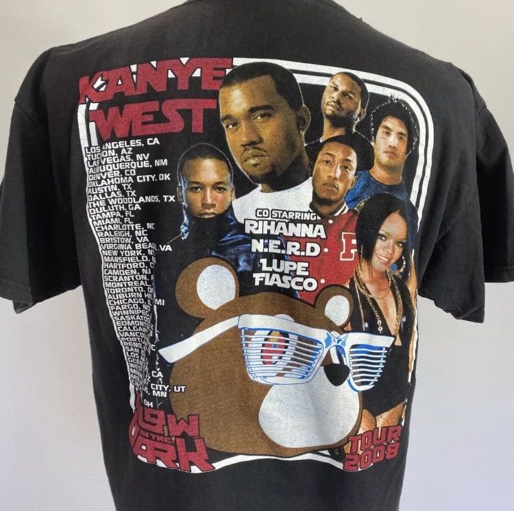 Vintage RARE✨ 2008 Kanye West Glow In The Dark Rap Tee NERD