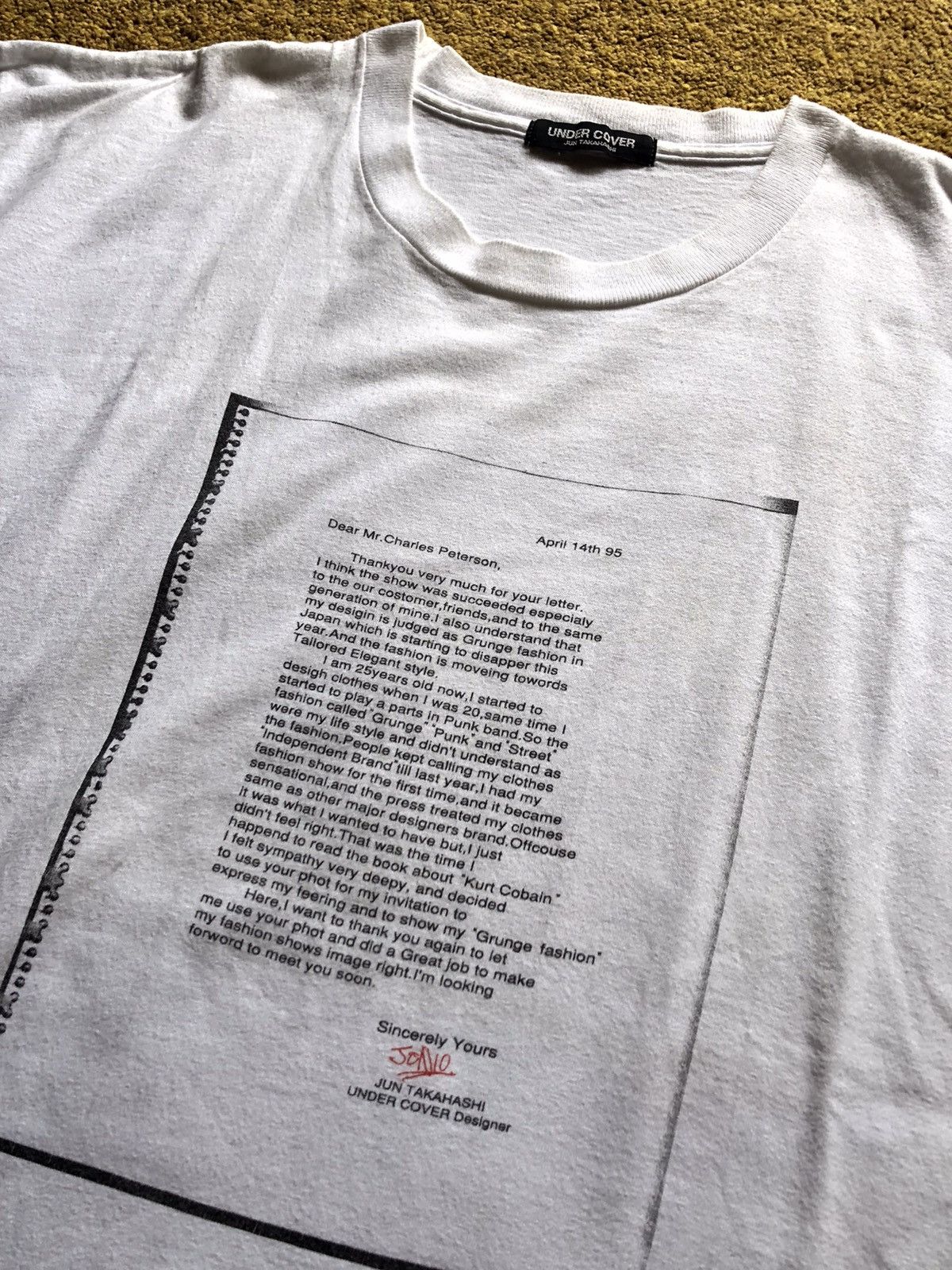 Jun Takahashi × Undercover × Vintage AW95 Jun Takahashi’s Letter Charles Peterson Tshirt Size US L / EU 52-54 / 3 - 3 Thumbnail