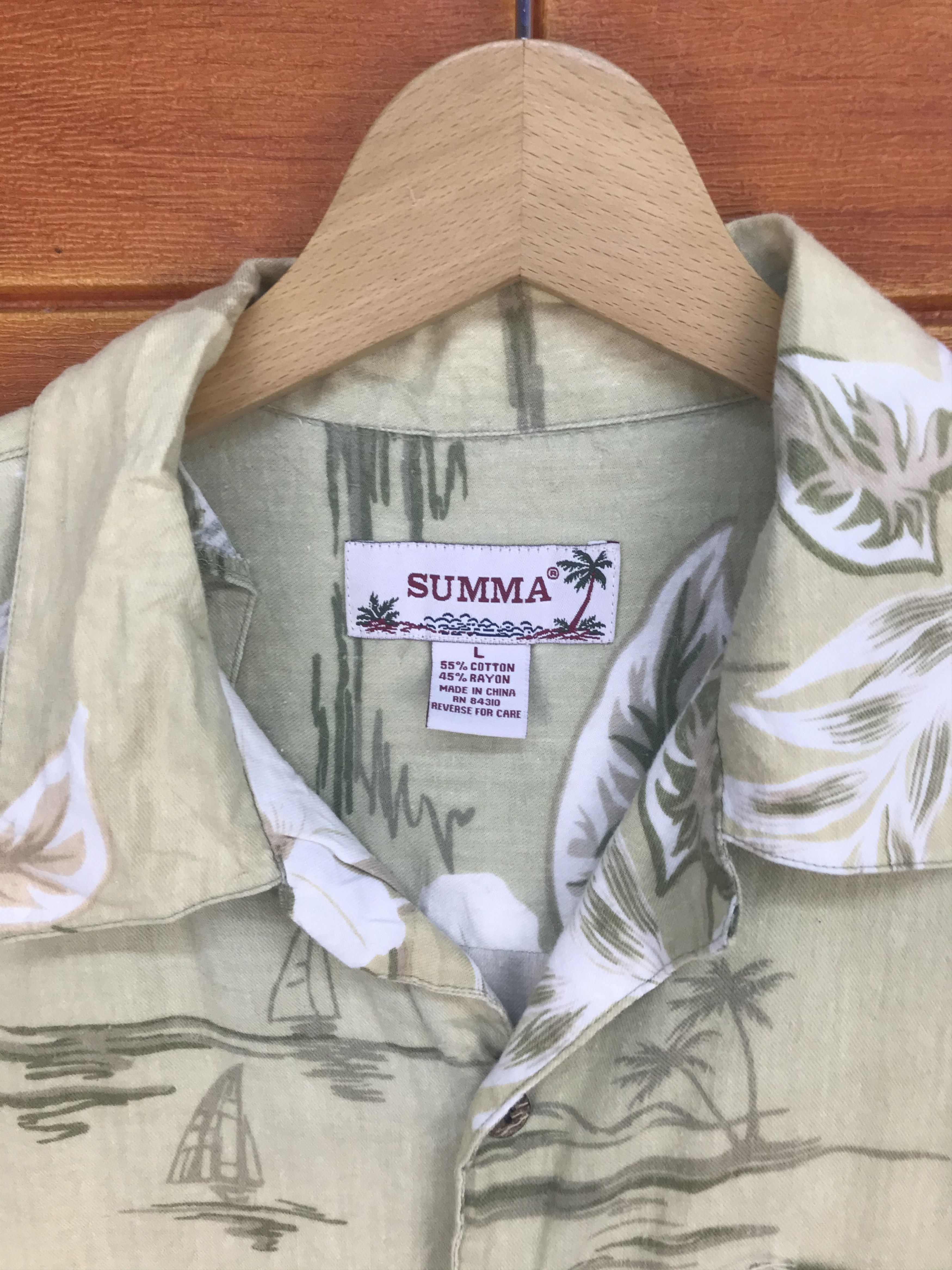 Japanese Brand Vintage Summa Taro Leaf Hawaiian Shirt Size US L / EU 52-54 / 3 - 4 Thumbnail
