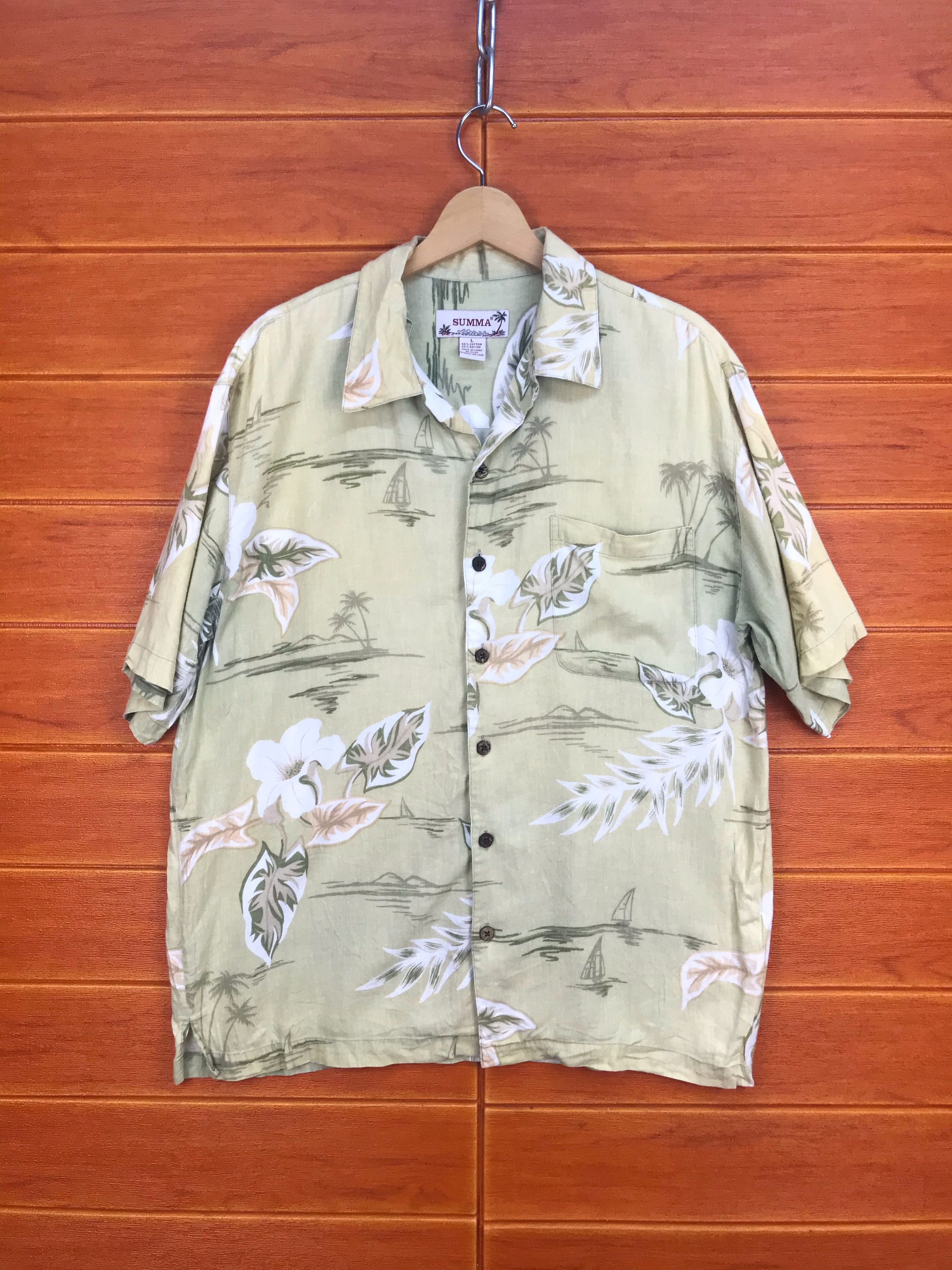 Japanese Brand Vintage Summa Taro Leaf Hawaiian Shirt Size US L / EU 52-54 / 3 - 1 Thumbnail