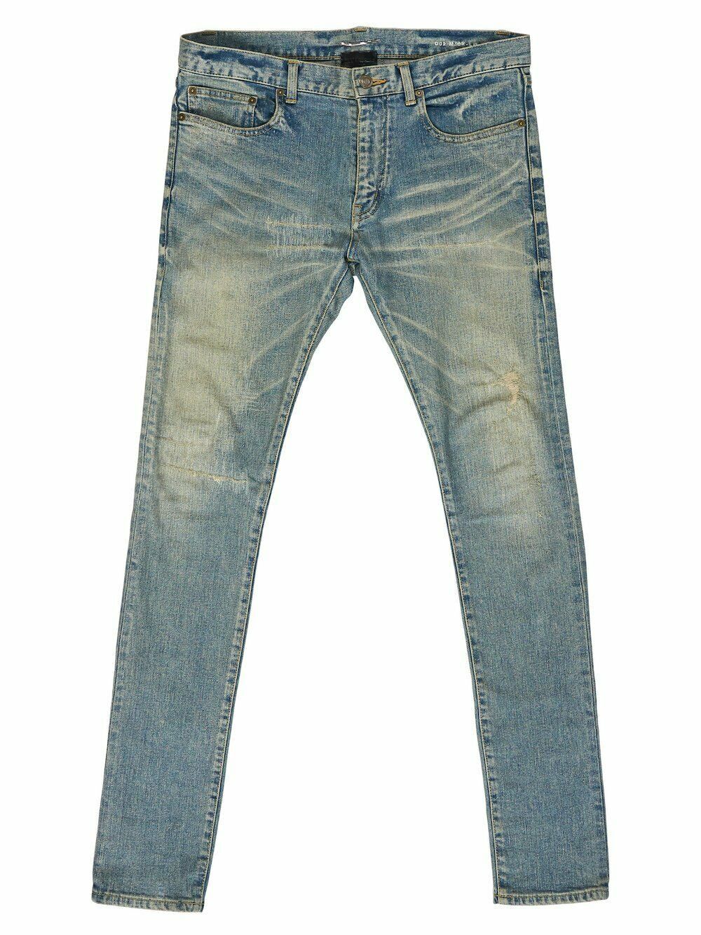 Saint Laurent Paris FW13 Whisker Light Wash Denim Jeans RARE Size US 31 - 1 Thumbnail