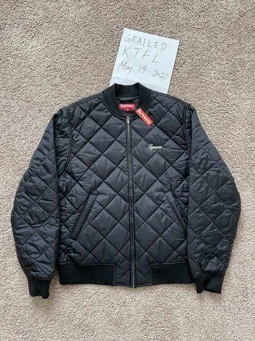Supreme Sequin Patch Quilted Bomber Jacket Red
