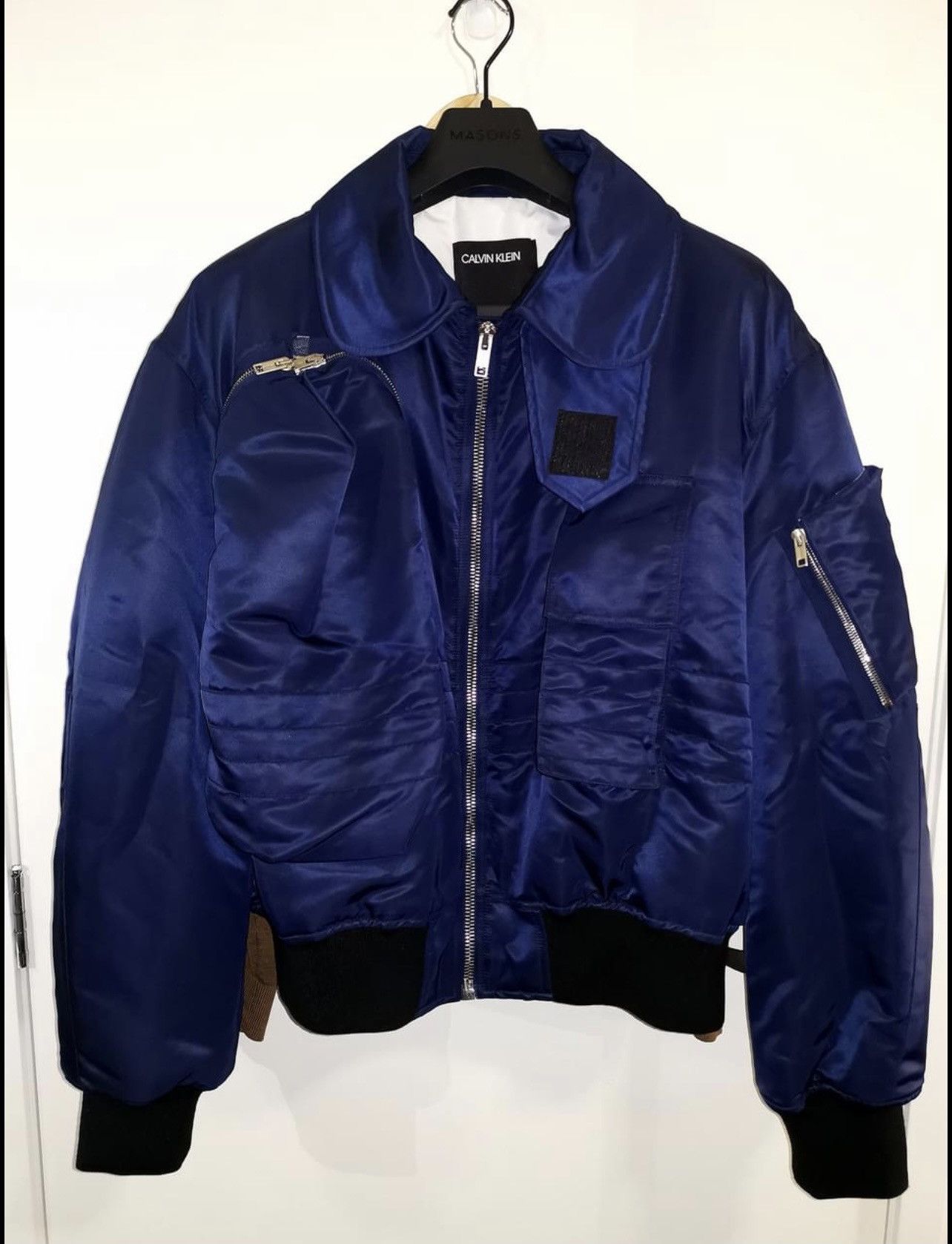 Calvin Klein 205W39NYC Raf Simons 3D Pocket Flighter Bomber Jacket Blue Grailed