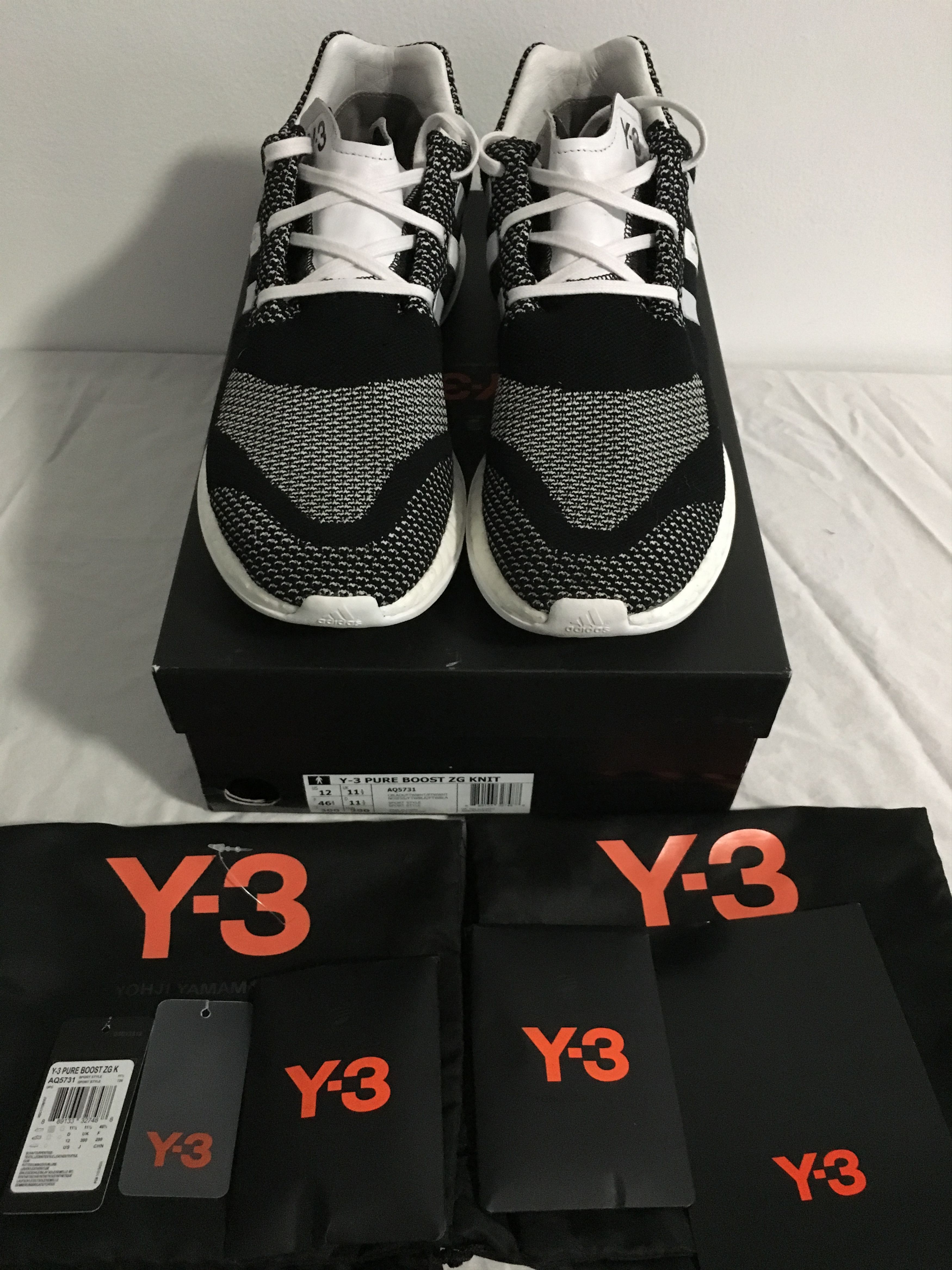 Y 3 Adidas Y 3 Pure Boost ZG Knit Black White Jerry Lorenzo Boost Size 12 AQ5731 Grailed