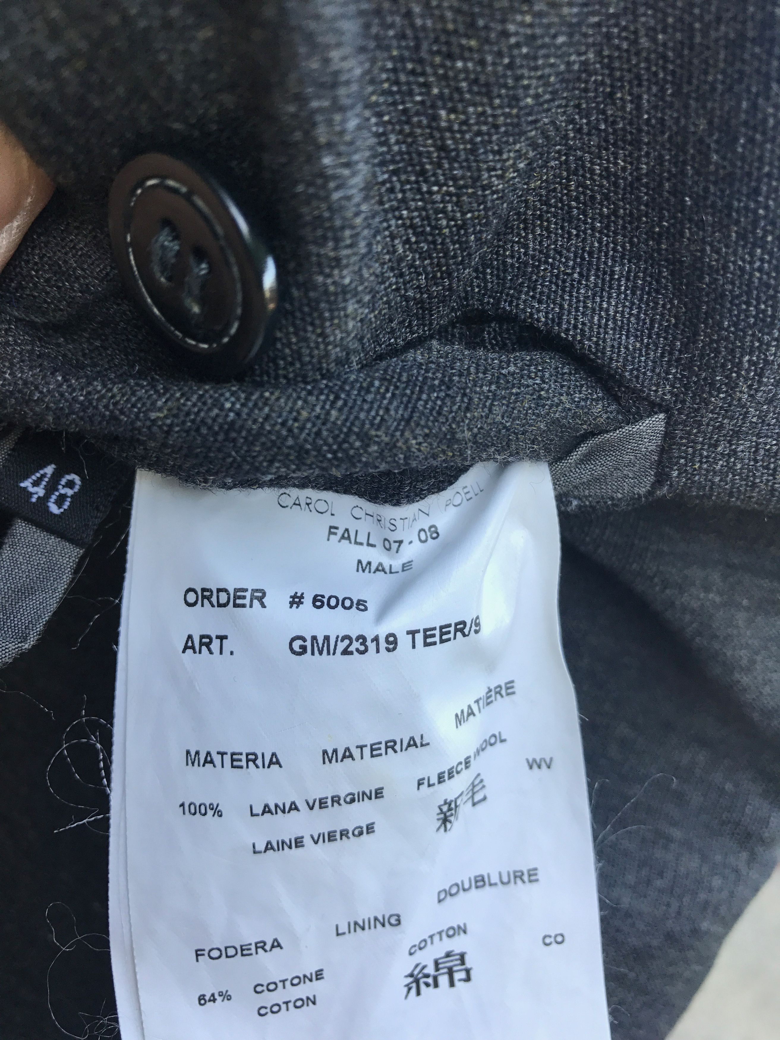 Carol Christian Poell CCP gray coat GM/2319 TEER/S Size 48L - 13 Thumbnail
