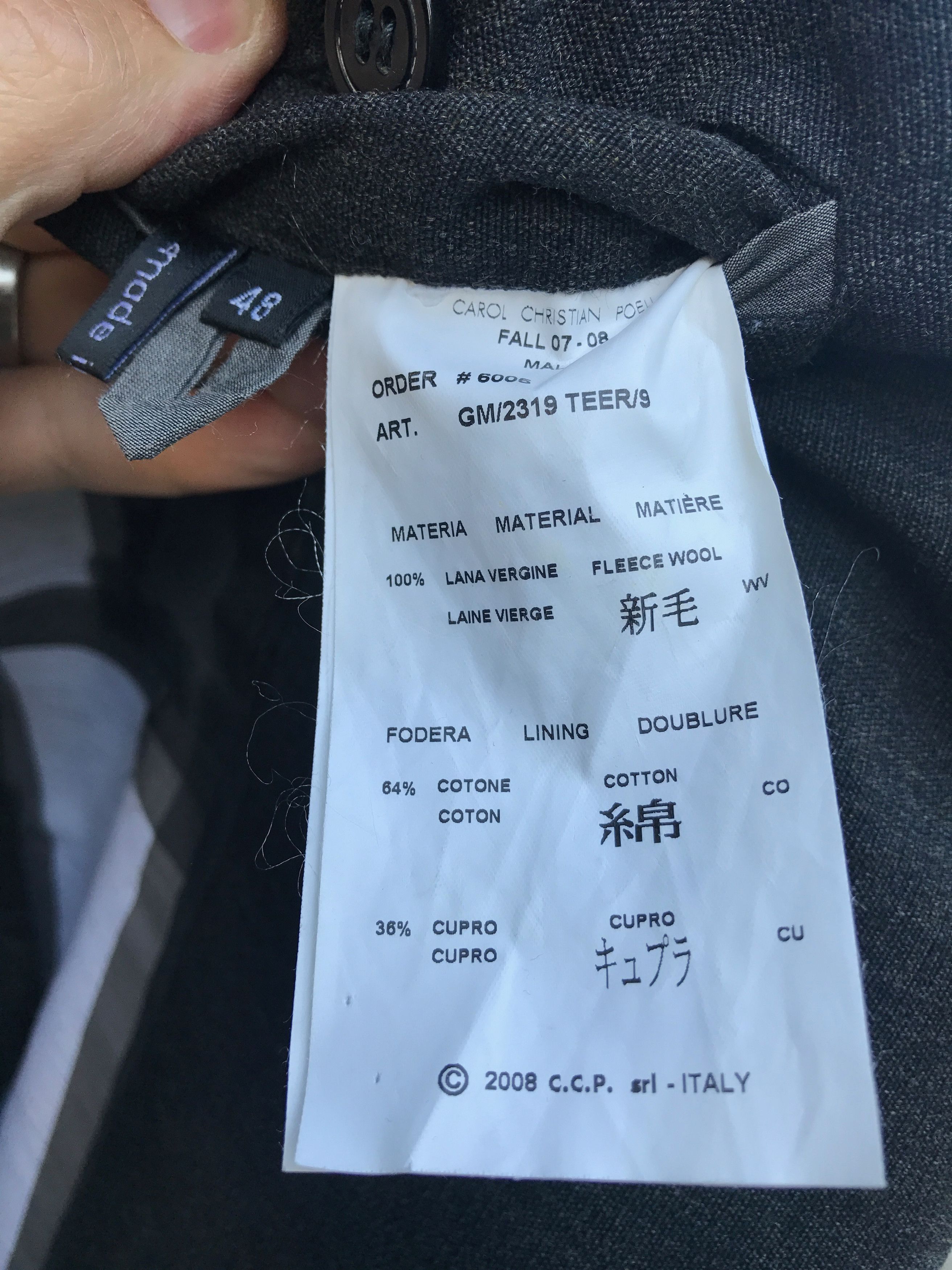 Carol Christian Poell CCP gray coat GM/2319 TEER/S Size 48L - 14 Thumbnail