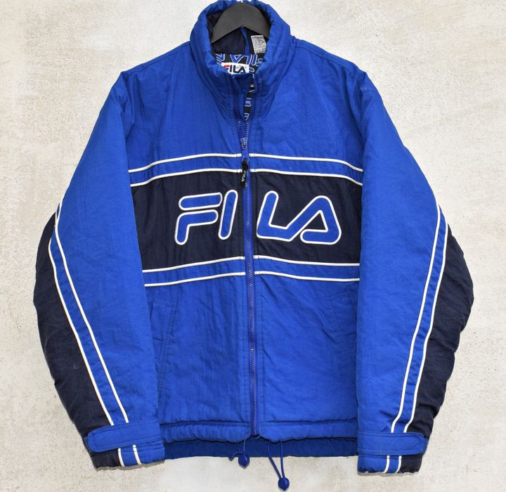 Gosha Rubchinskiy Puffer Jacket Fila M Multilogo Vintage blue | Grailed