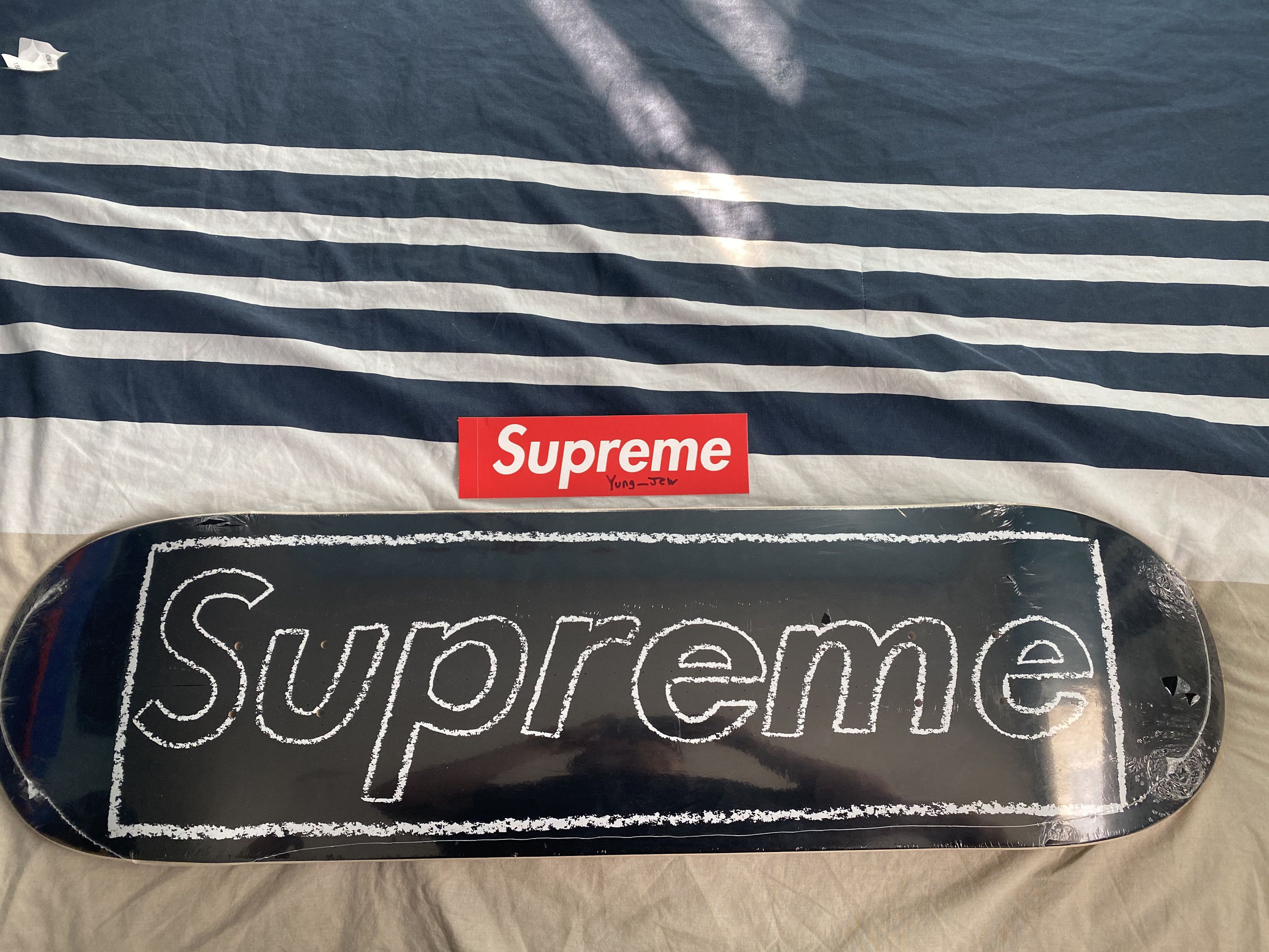 Supreme Supreme Kaws Chalk Logo Skateboard Deck Black Grailed