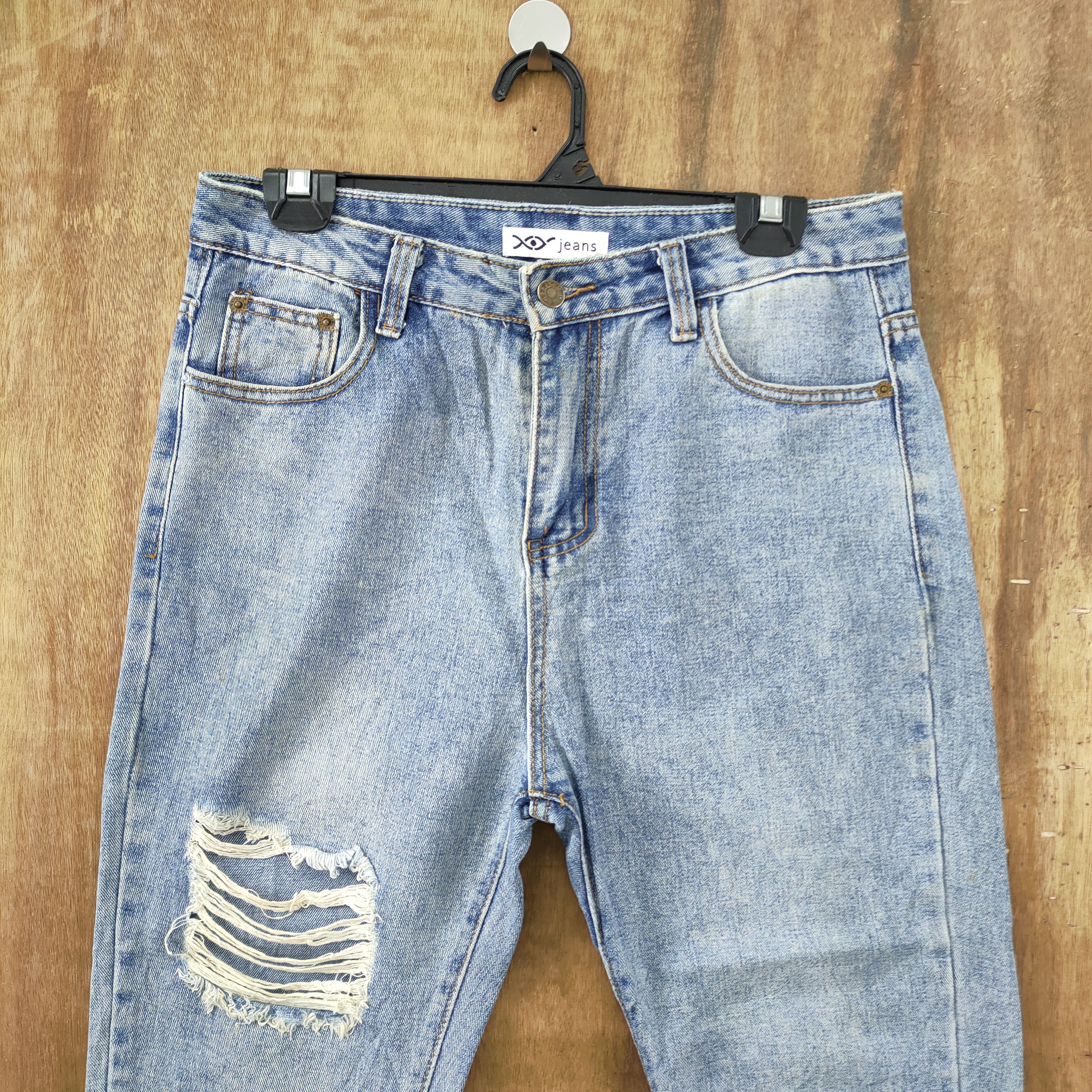 Japanese Brand × StraightFaded FADED/ DISTRESSED DENIM JEANS PANTS Size US 30 / EU 46 - 2 Thumbnail