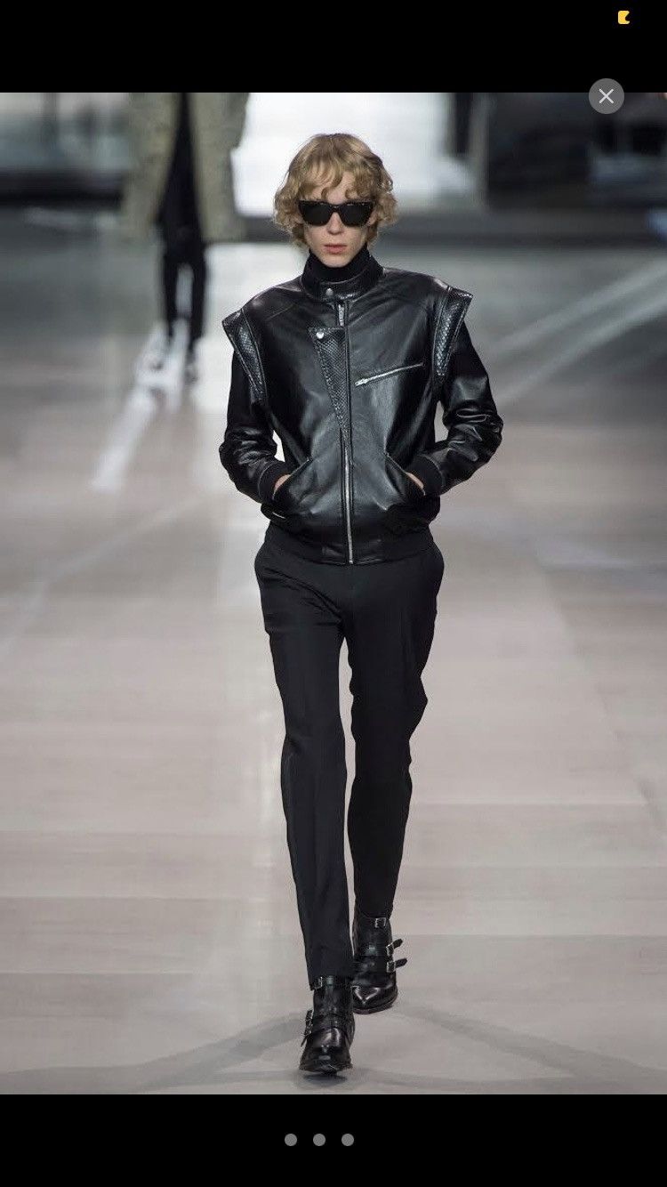 Celine × Hedi Slimane CELINE HEDI SLIMANE LEATHER TEDDY JACKET 