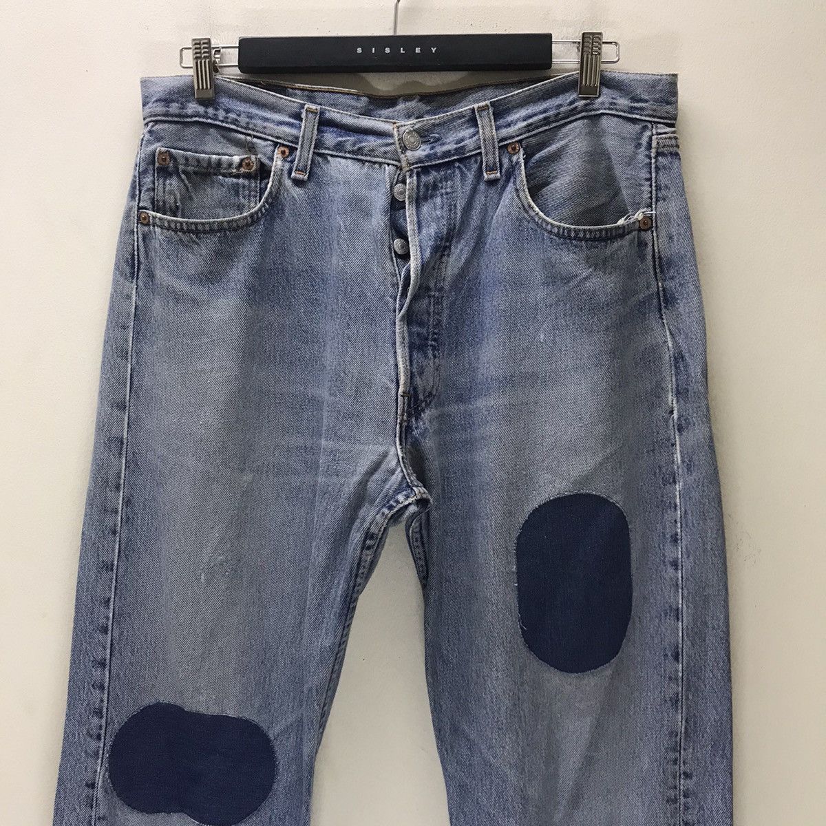 Levi's Vintage 90s Levis 501 Distressed Denim Jeans Patchwork Size US 35 - 3 Thumbnail