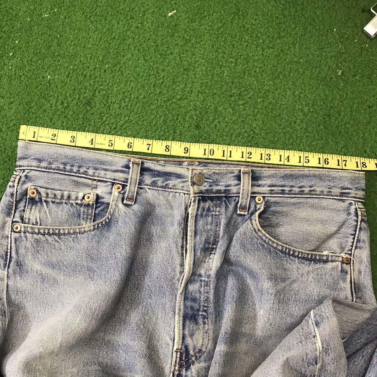 Levi's Vintage 90s Levis 501 Distressed Denim Jeans Patchwork Size US 35 - 21 Thumbnail