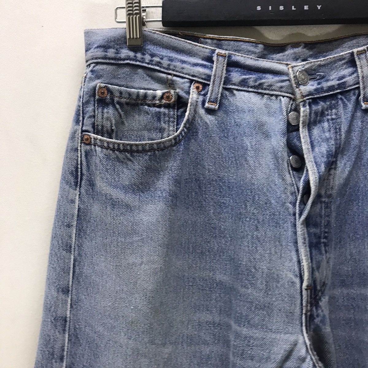 Levi's Vintage 90s Levis 501 Distressed Denim Jeans Patchwork Size US 35 - 4 Thumbnail