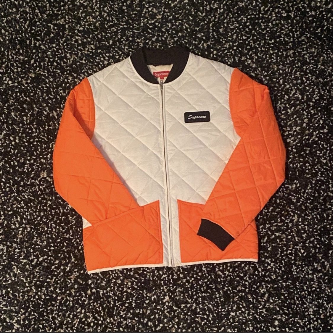 Supreme Supreme Quilted Color Blocked Jacket Orange x Black x White |  Grailed