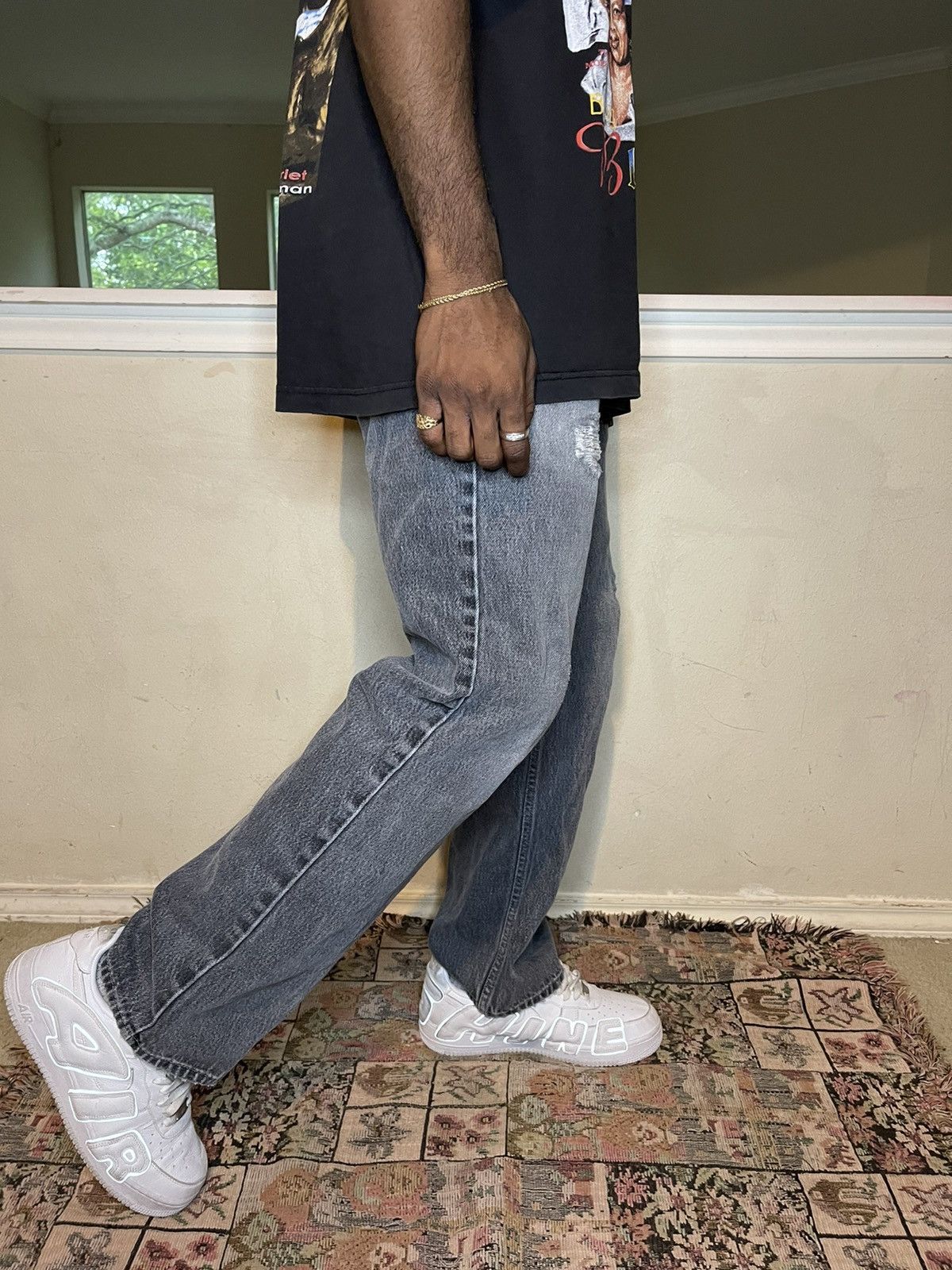 Vintage Vintage Dark Distressed Denim Jeans Size US 34 / EU 50 - 1 Thumbnail