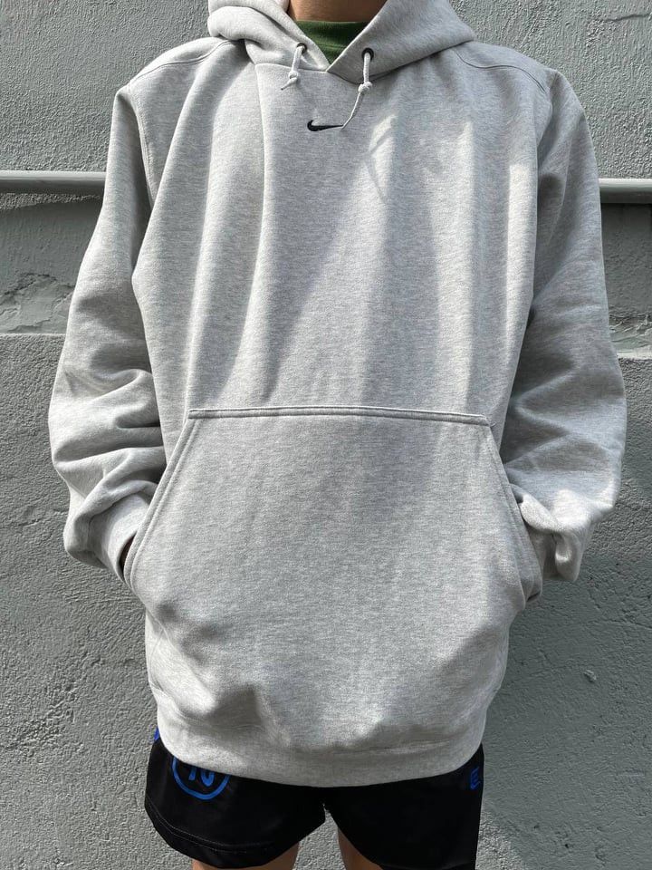 Image of Nike Center Swoosh Hoodie Gray in Grey, Men's (Size Large)