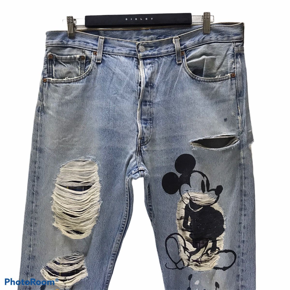 Levi's Vintage 90s Levis 501 Mickey Distressed Jeans Size US 36 / EU 52 - 3 Thumbnail