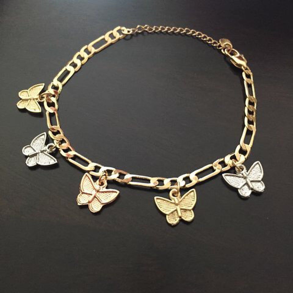 Jewelry × Vintage 14k Gold Plated Butterfly Charm Bracelet Size ONE SIZE - 1 Thumbnail