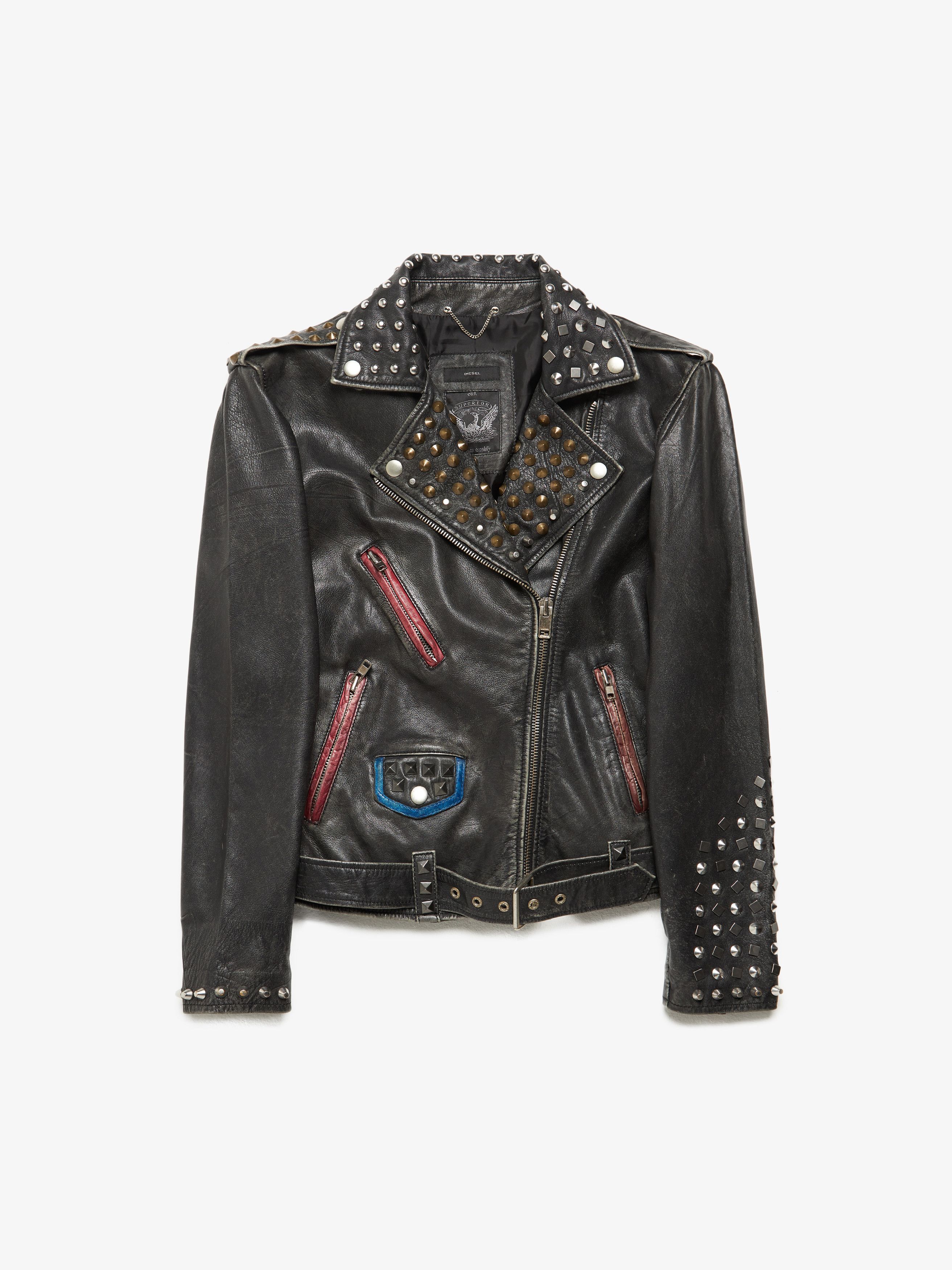 Diesel fashion studded leather jacket