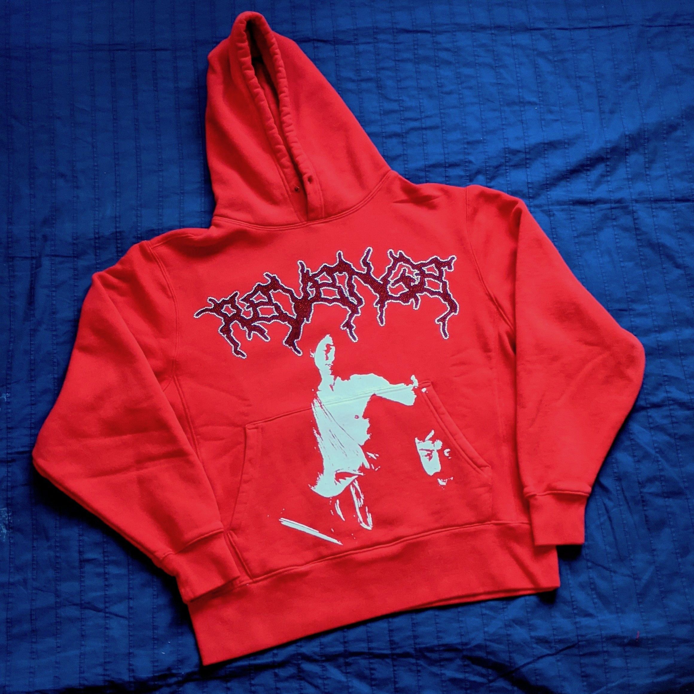 Revenge red rhinestone discount hoodie