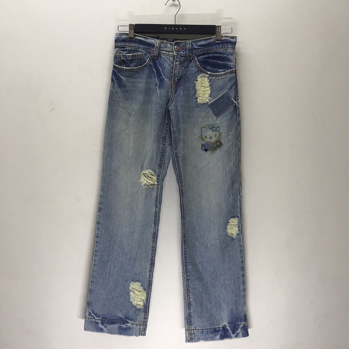 Anime Vintage Hello Kitty Distressed Denim Jeans Size 29" - 24 Thumbnail