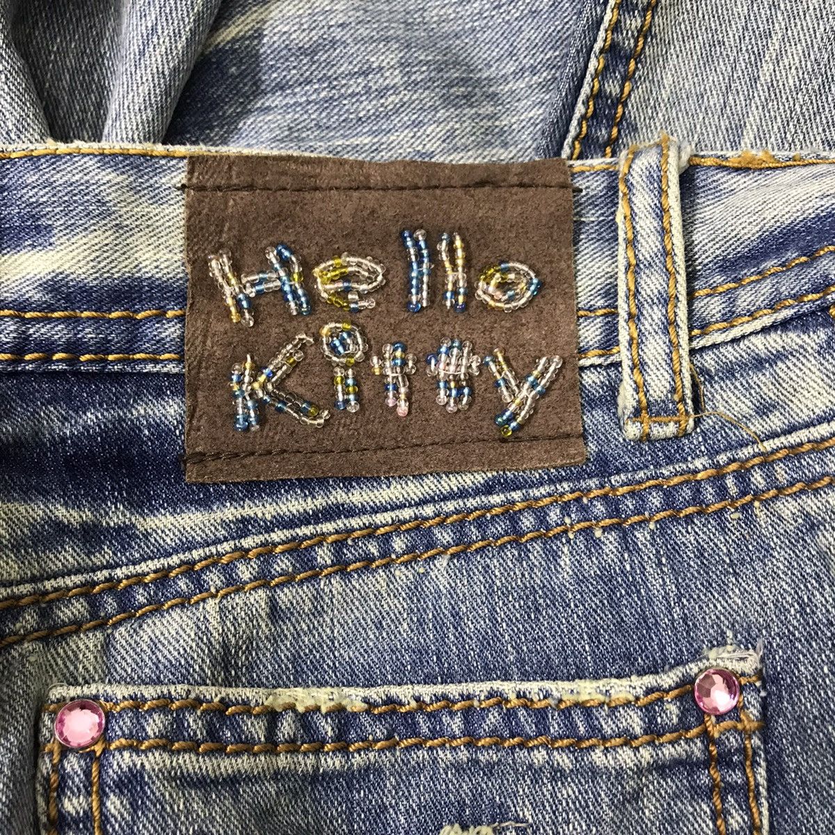 Anime Vintage Hello Kitty Distressed Denim Jeans Size 29" - 19 Thumbnail