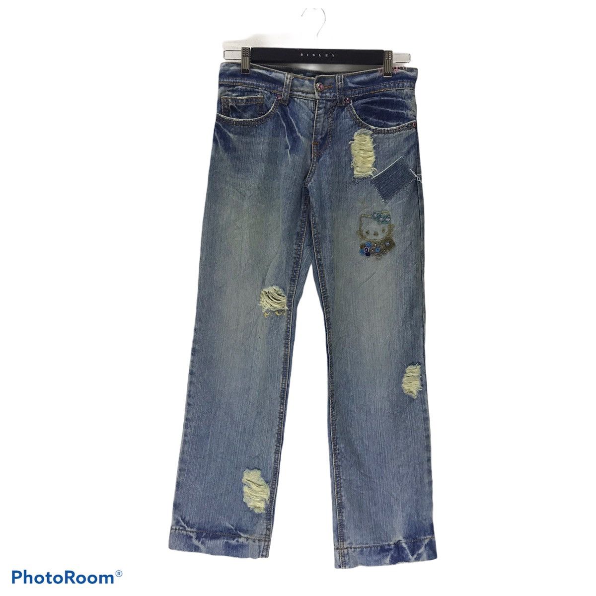 Anime Vintage Hello Kitty Distressed Denim Jeans Size 29" - 1 Thumbnail