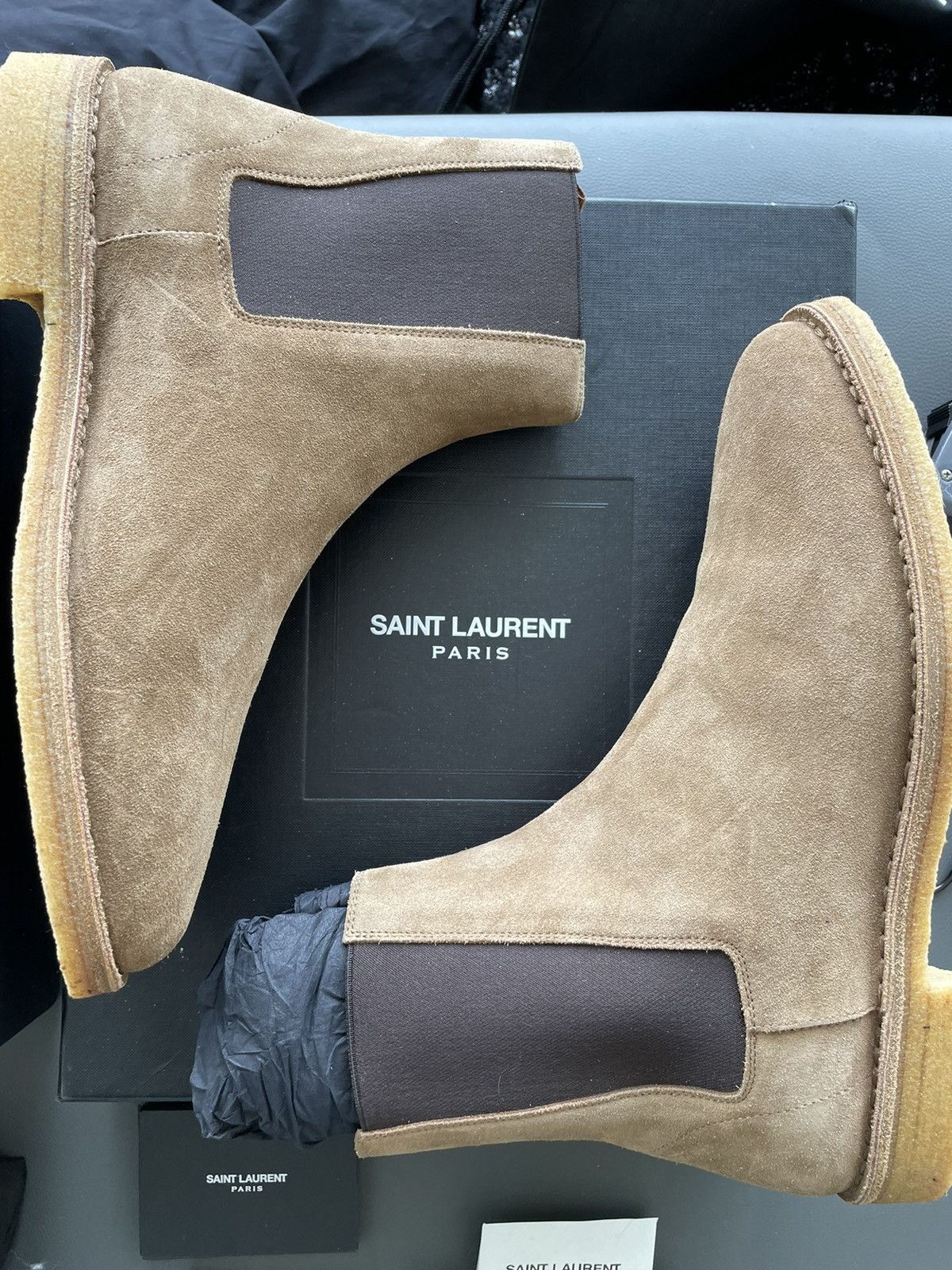 Hedi Slimane × Saint Laurent Paris × Yves Saint Laurent Super Runway Limited Edition YSL Suede Leather Chelsea Boots Size US 10 / EU 43 - 3 Thumbnail
