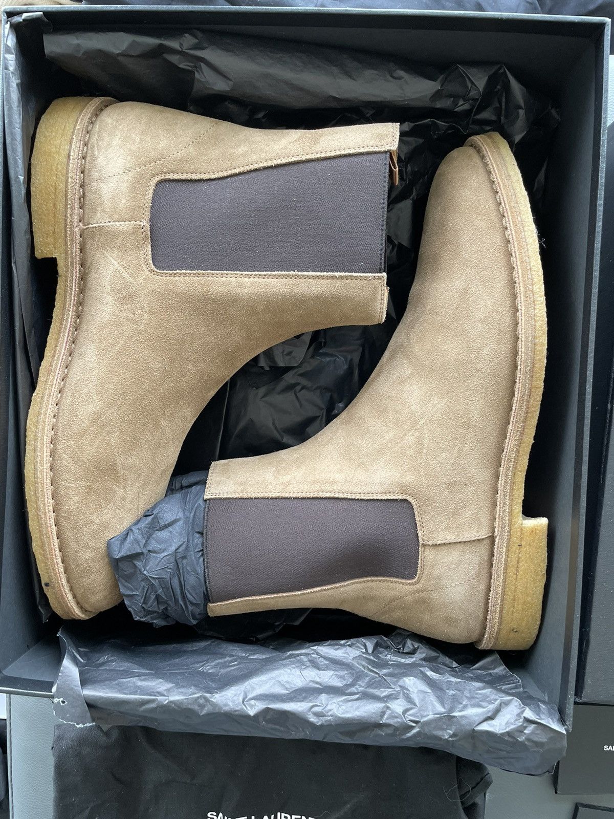Hedi Slimane × Saint Laurent Paris × Yves Saint Laurent Super Runway Limited Edition YSL Suede Leather Chelsea Boots Size US 10 / EU 43 - 11 Thumbnail