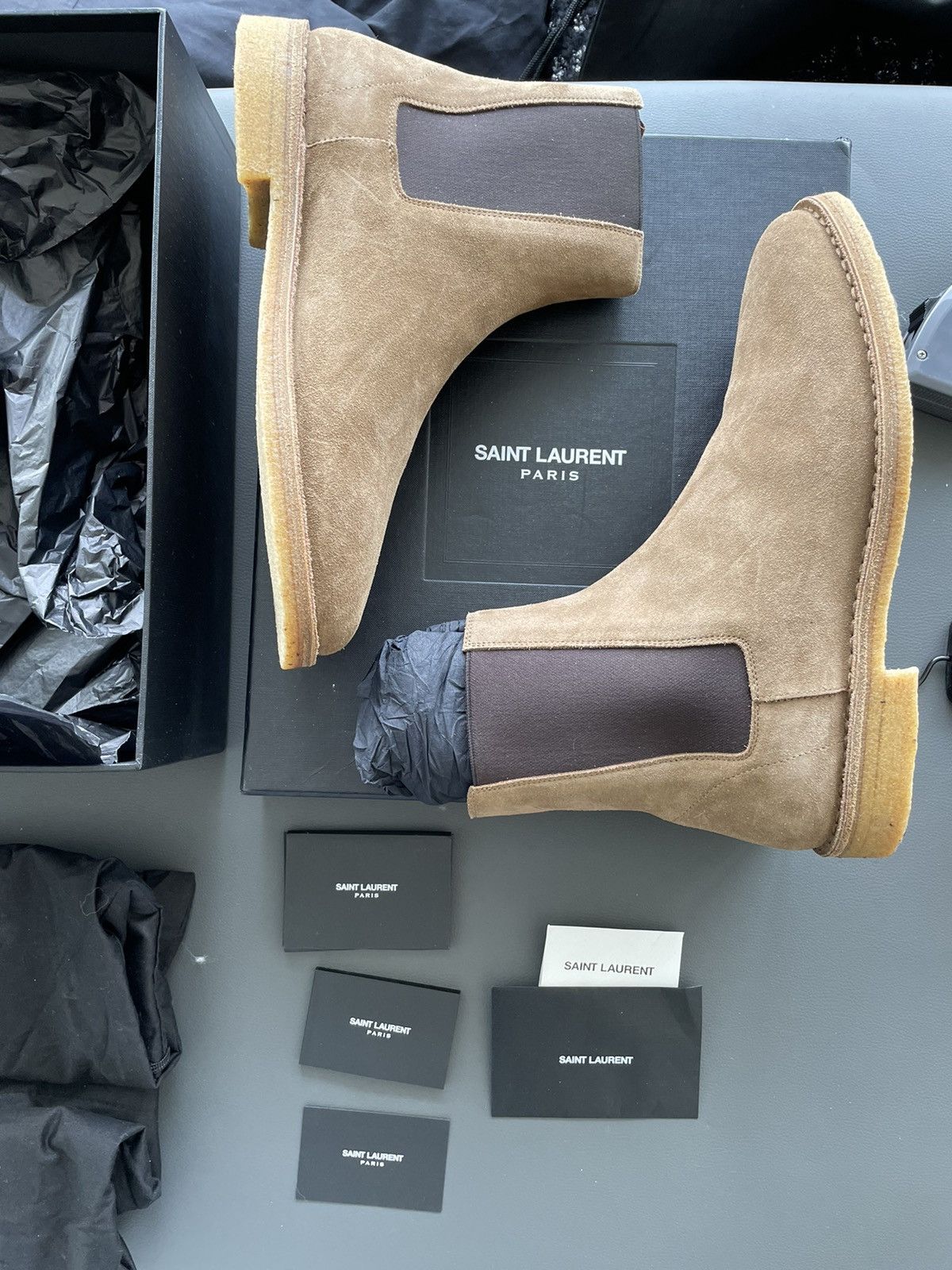 Hedi Slimane × Saint Laurent Paris × Yves Saint Laurent Super Runway Limited Edition YSL Suede Leather Chelsea Boots Size US 10 / EU 43 - 12 Thumbnail