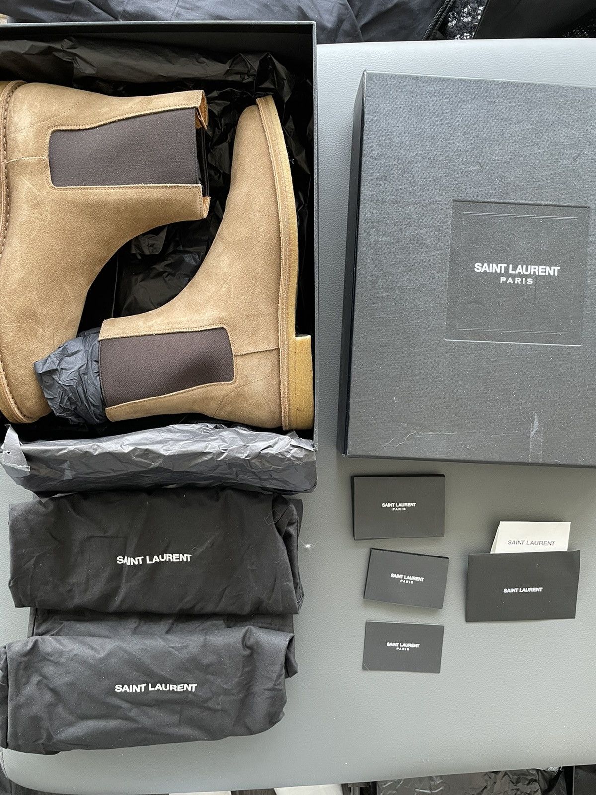 Hedi Slimane × Saint Laurent Paris × Yves Saint Laurent Super Runway Limited Edition YSL Suede Leather Chelsea Boots Size US 10 / EU 43 - 2 Thumbnail