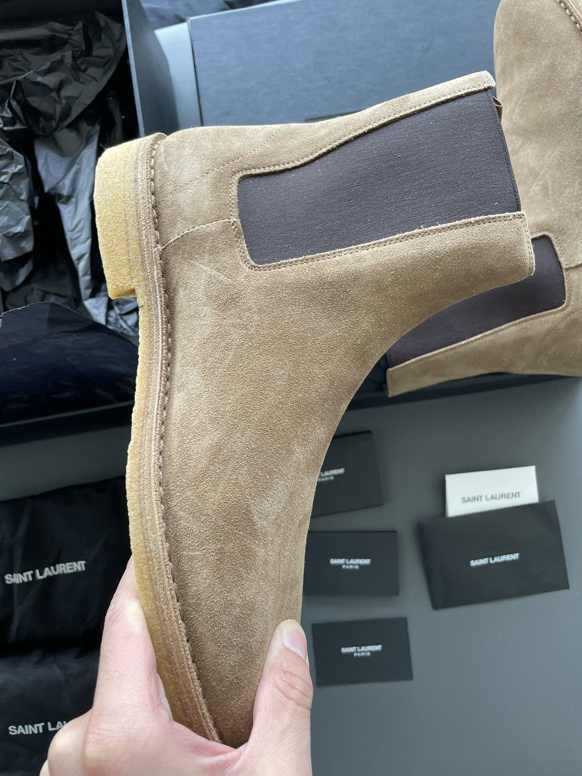 Hedi Slimane × Saint Laurent Paris × Yves Saint Laurent Super Runway Limited Edition YSL Suede Leather Chelsea Boots Size US 10 / EU 43 - 9 Thumbnail