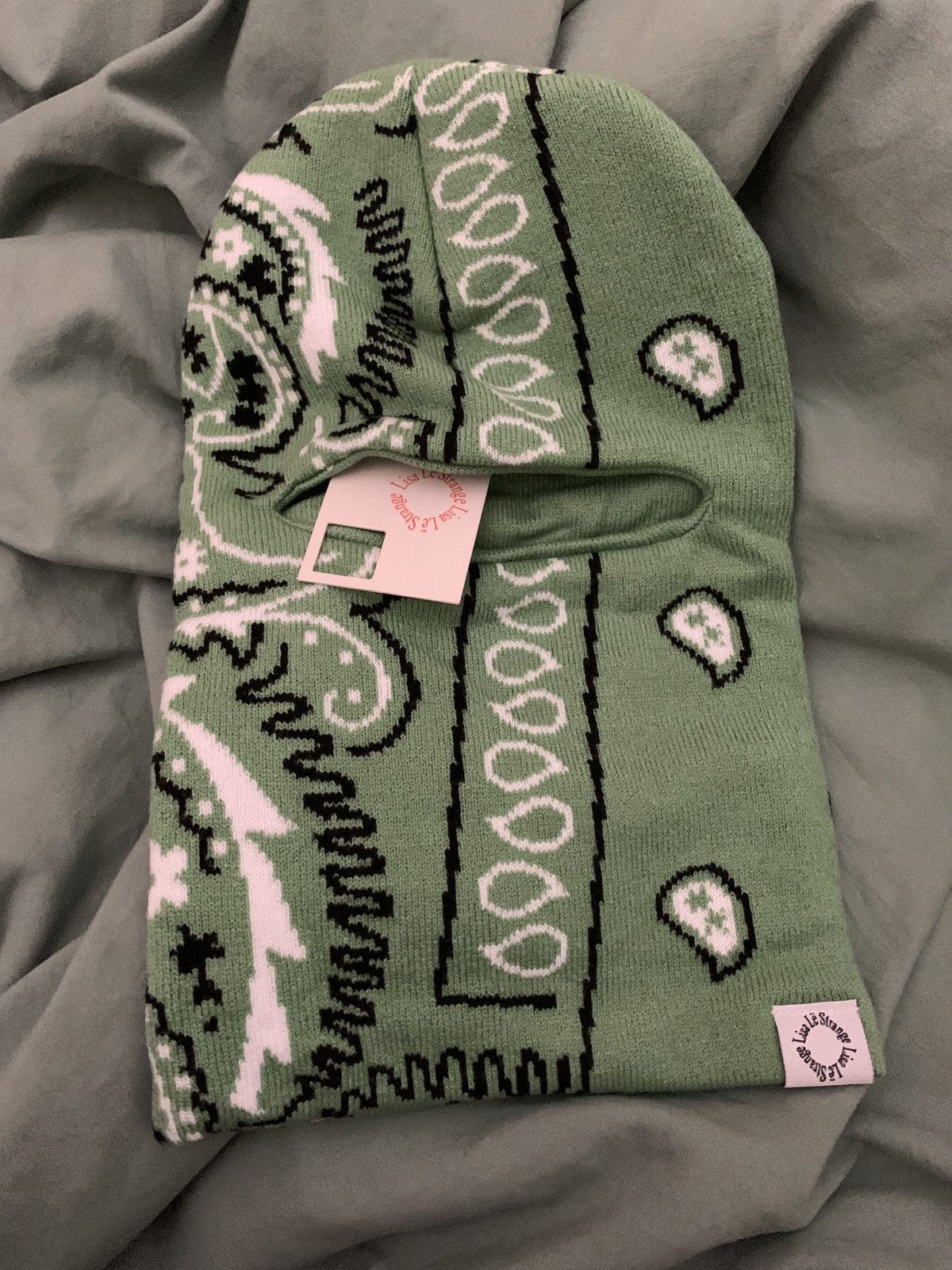 Union La Lisa Le Strange Paisley ski mask Beanie balaclava mint green |  Grailed