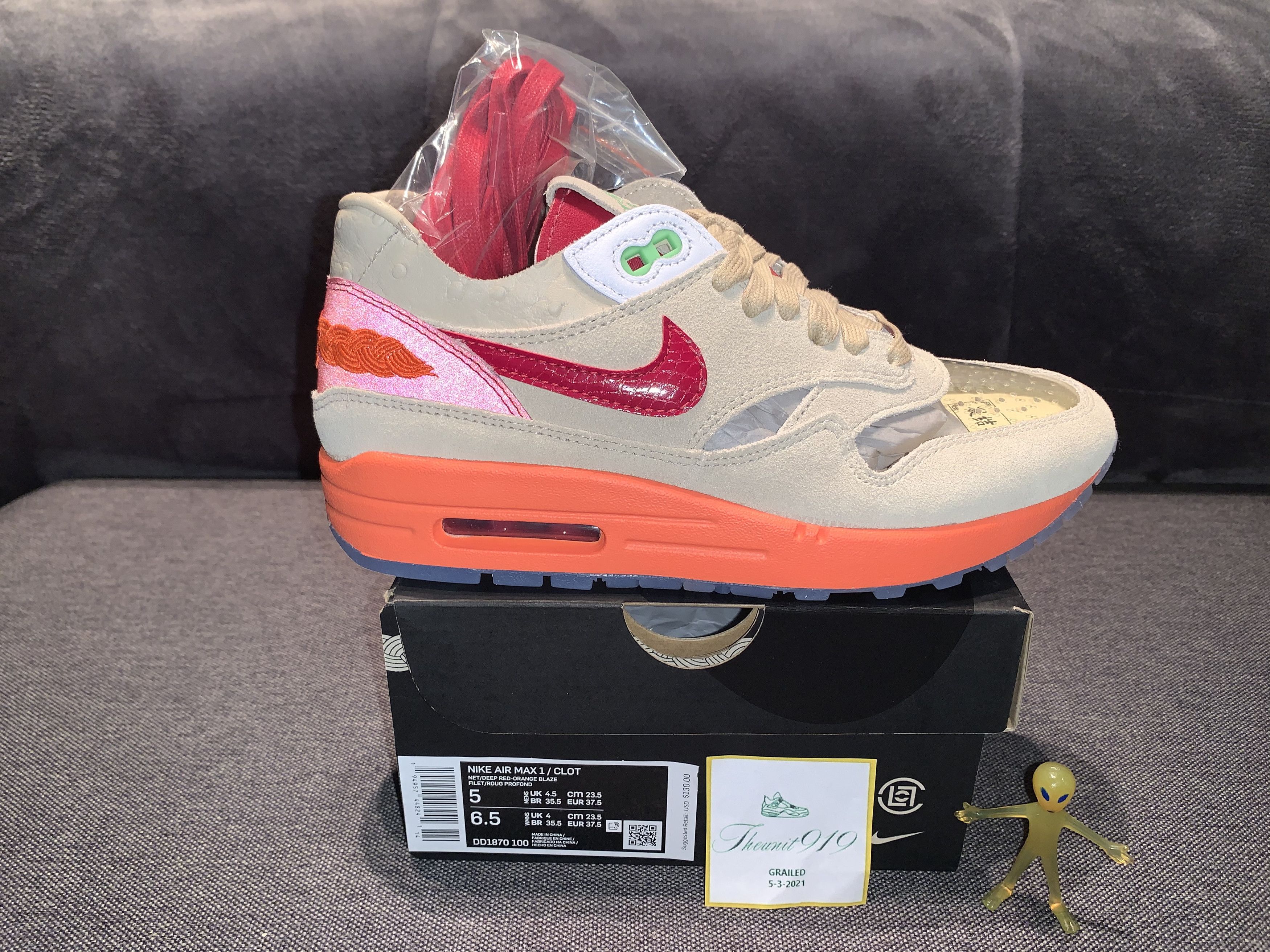 Nike Air Max 1 Clot Kiss of Death DD1870 100 Net/Deep Red-Orange