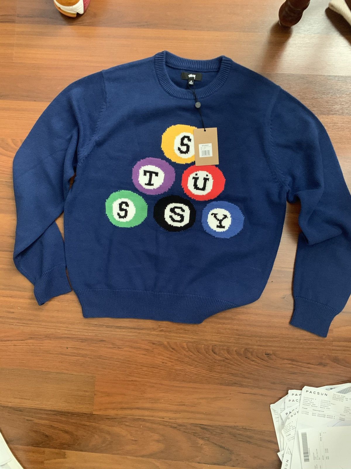 Stussy Stussy 8 Ball Knit Sweater Navy | Grailed