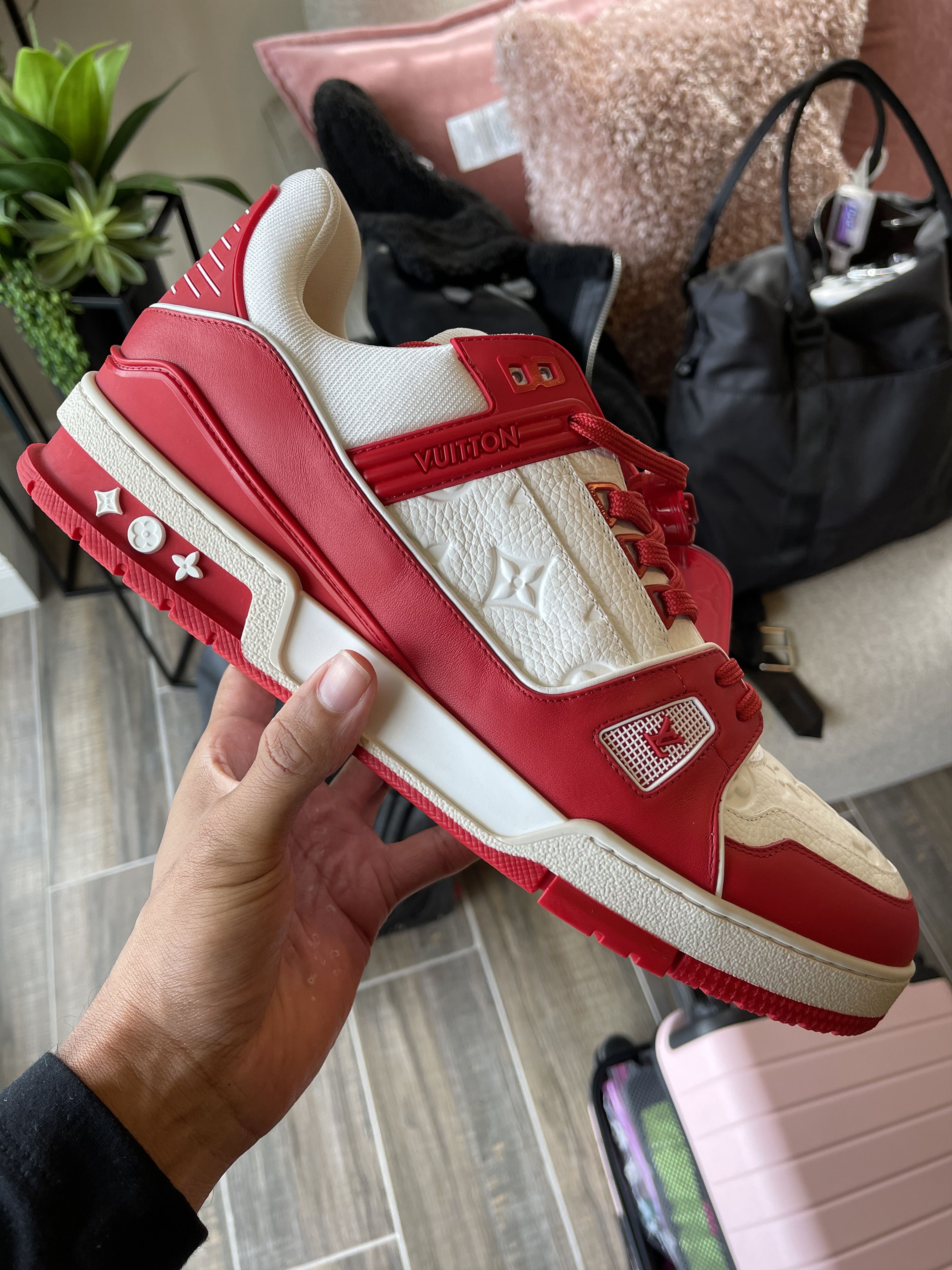 High trainers Louis Vuitton Red size 7 US in Suede - 25567685