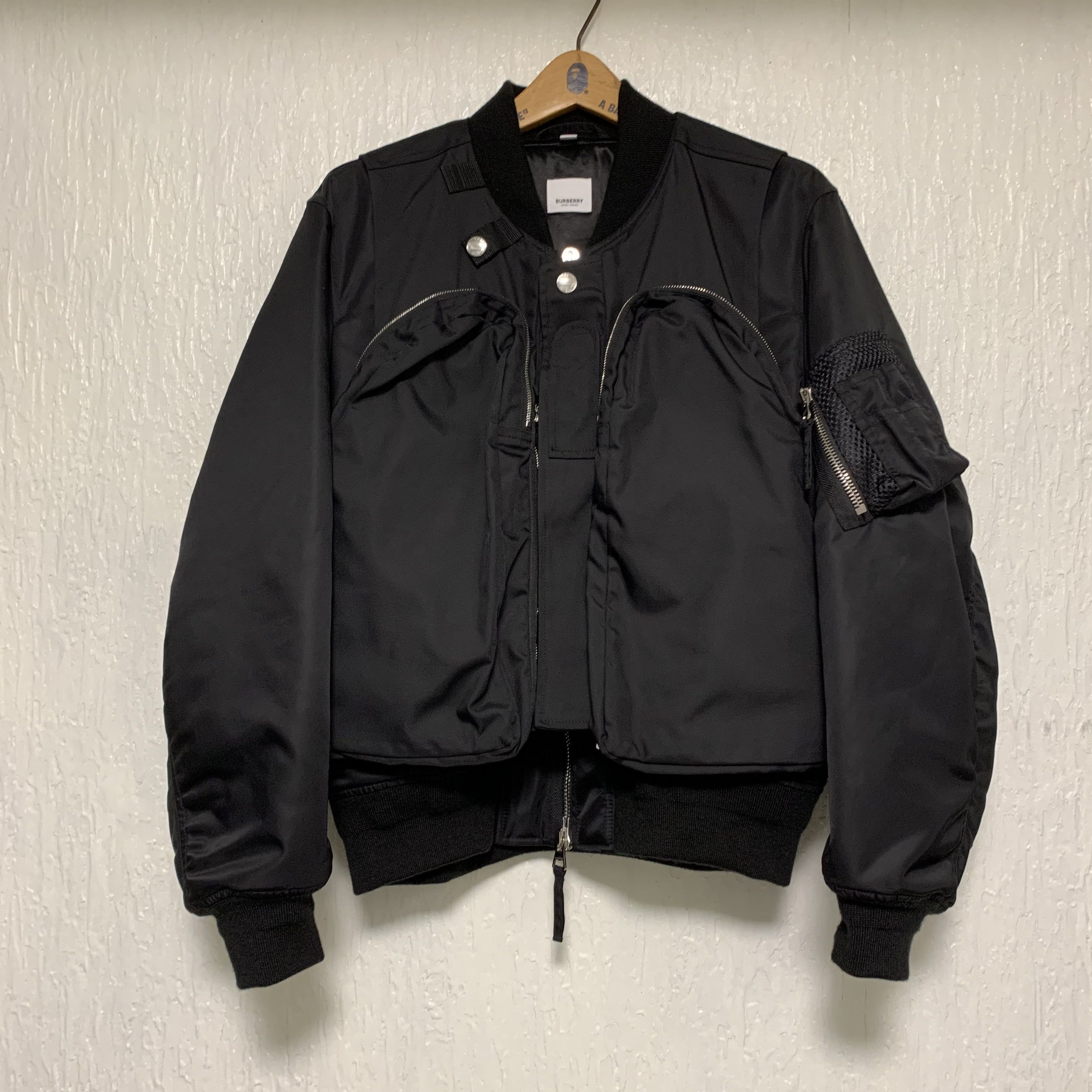 Burberry Crofton Nylon Twill Bomber Jacket with Detachable