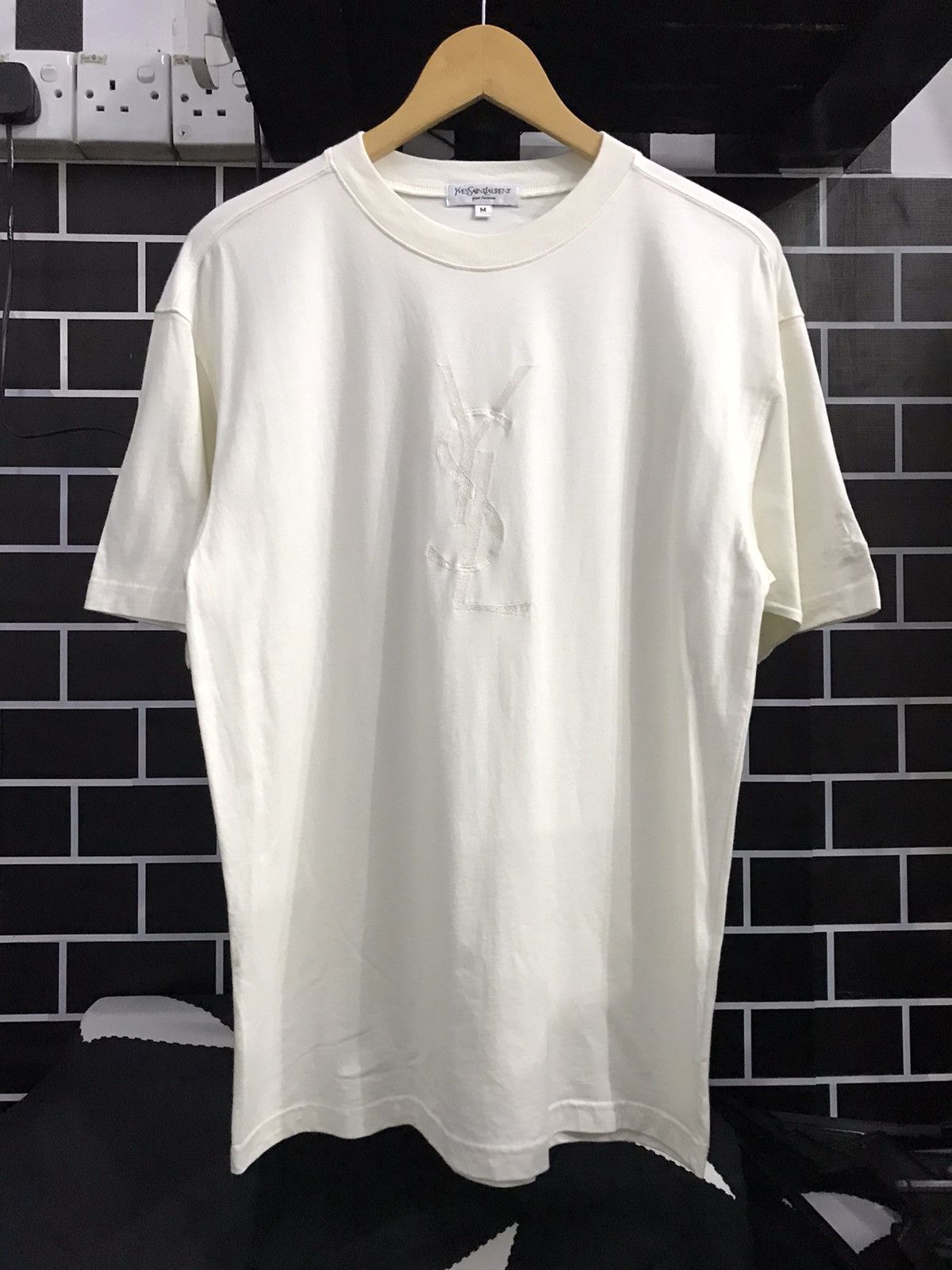 Yves saint laurent YSL pour homme embroidered big logo tee