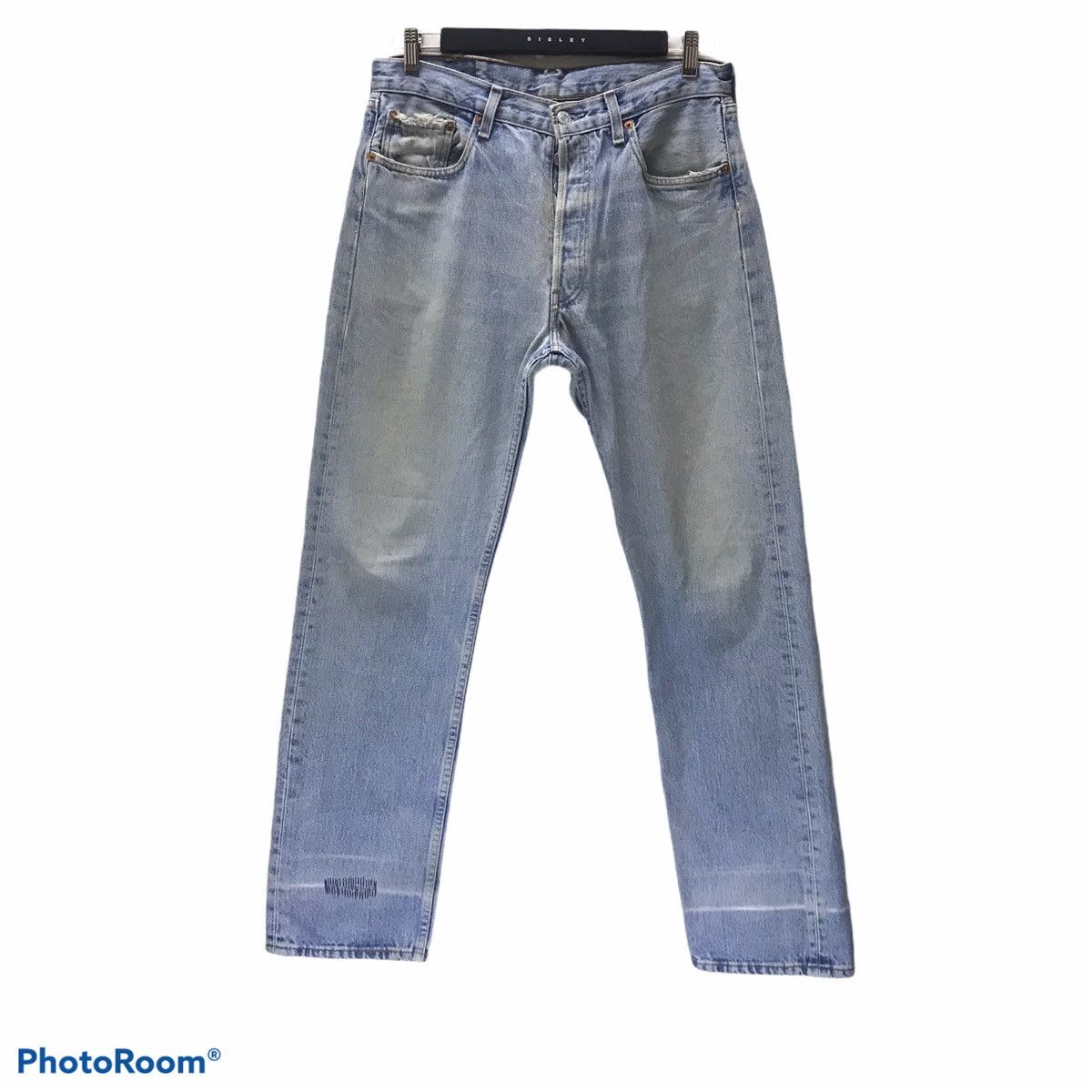 Levi's Vintage 90s Levis 501 Distress Lightwash Made in France Size US 34 / EU 50 - 1 Thumbnail