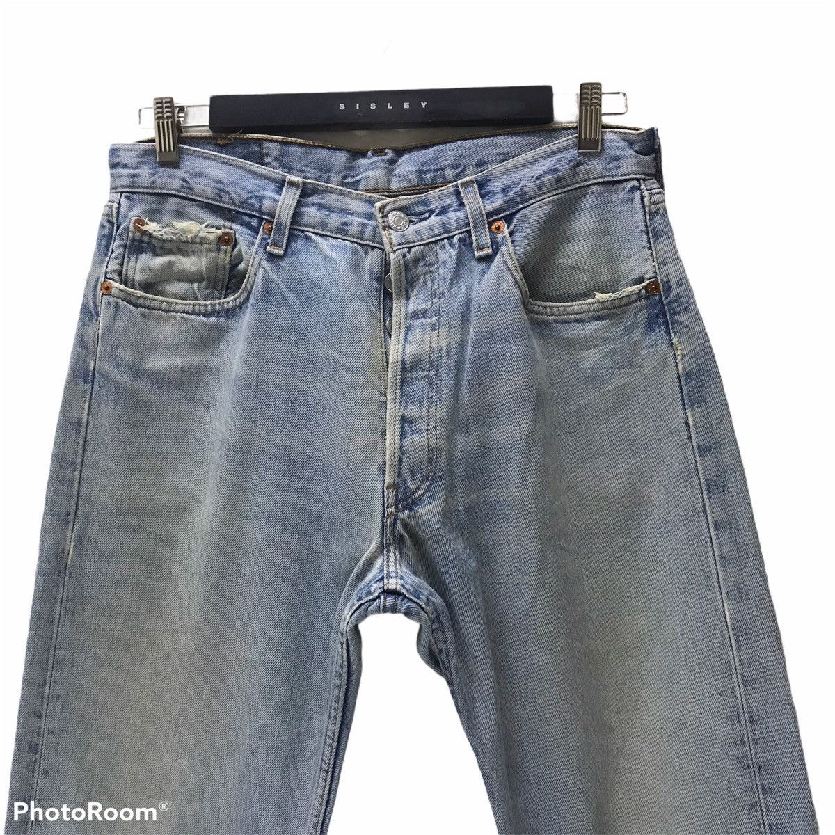 Levi's Vintage 90s Levis 501 Distress Lightwash Made in France Size US 34 / EU 50 - 3 Thumbnail