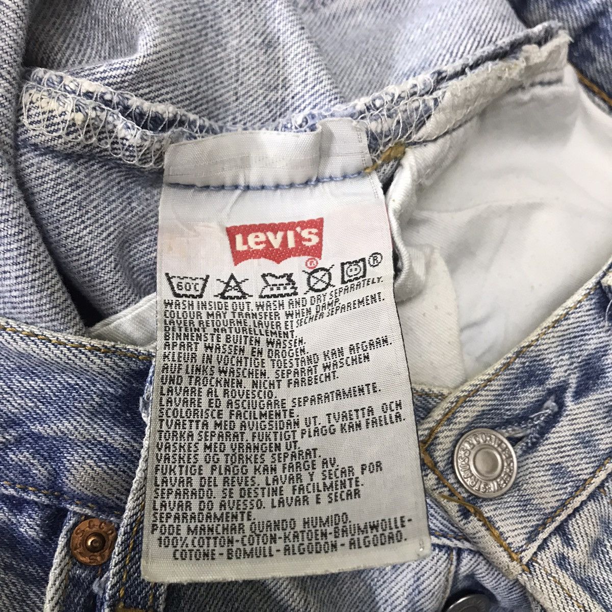 Levi's Vintage 90s Levis 501 Distress Lightwash Made in France Size US 34 / EU 50 - 20 Thumbnail