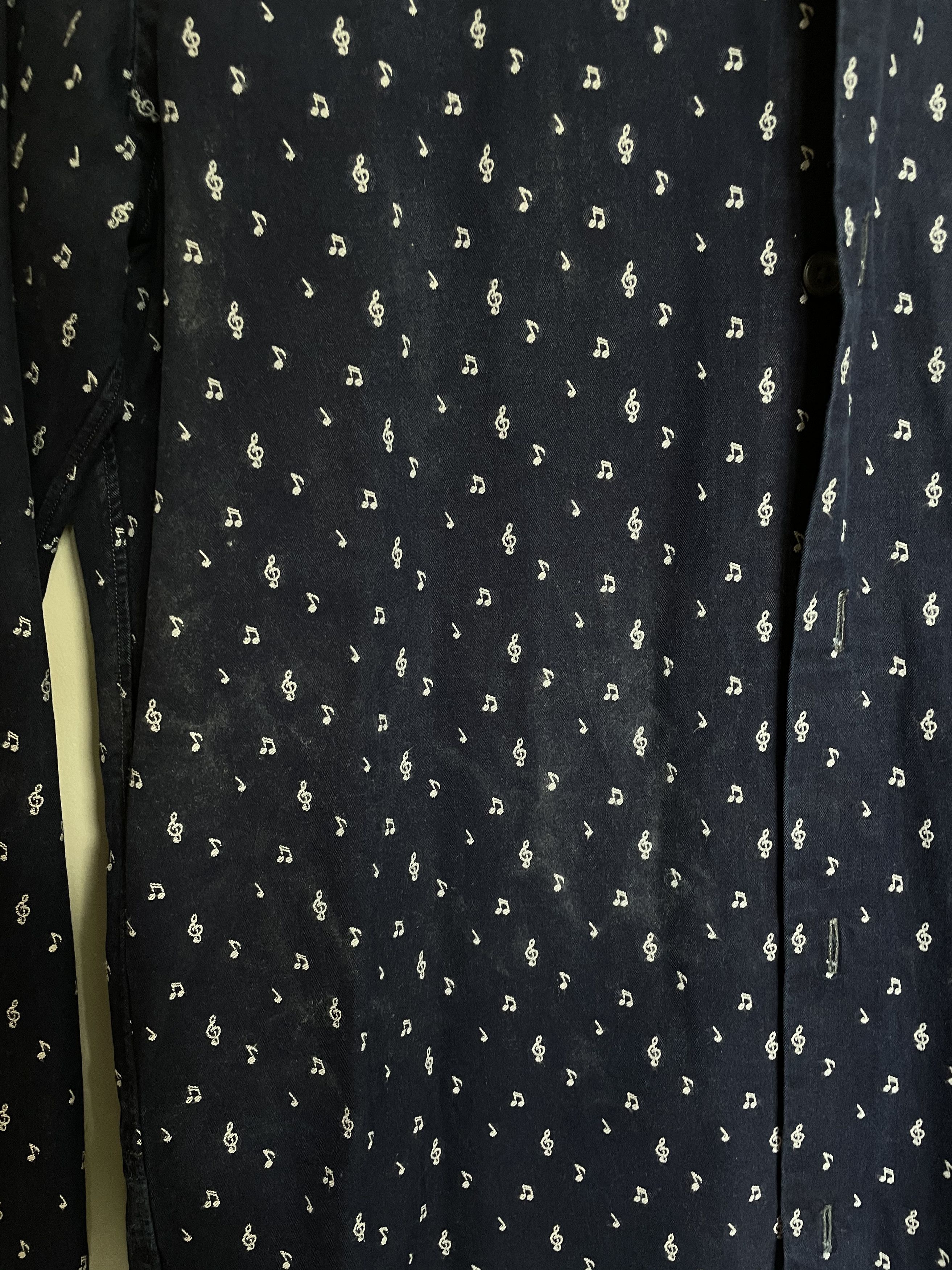 Paul Smith Musical notation embroidered button-up navy shirt Size US M / EU 48-50 / 2 - 3 Thumbnail