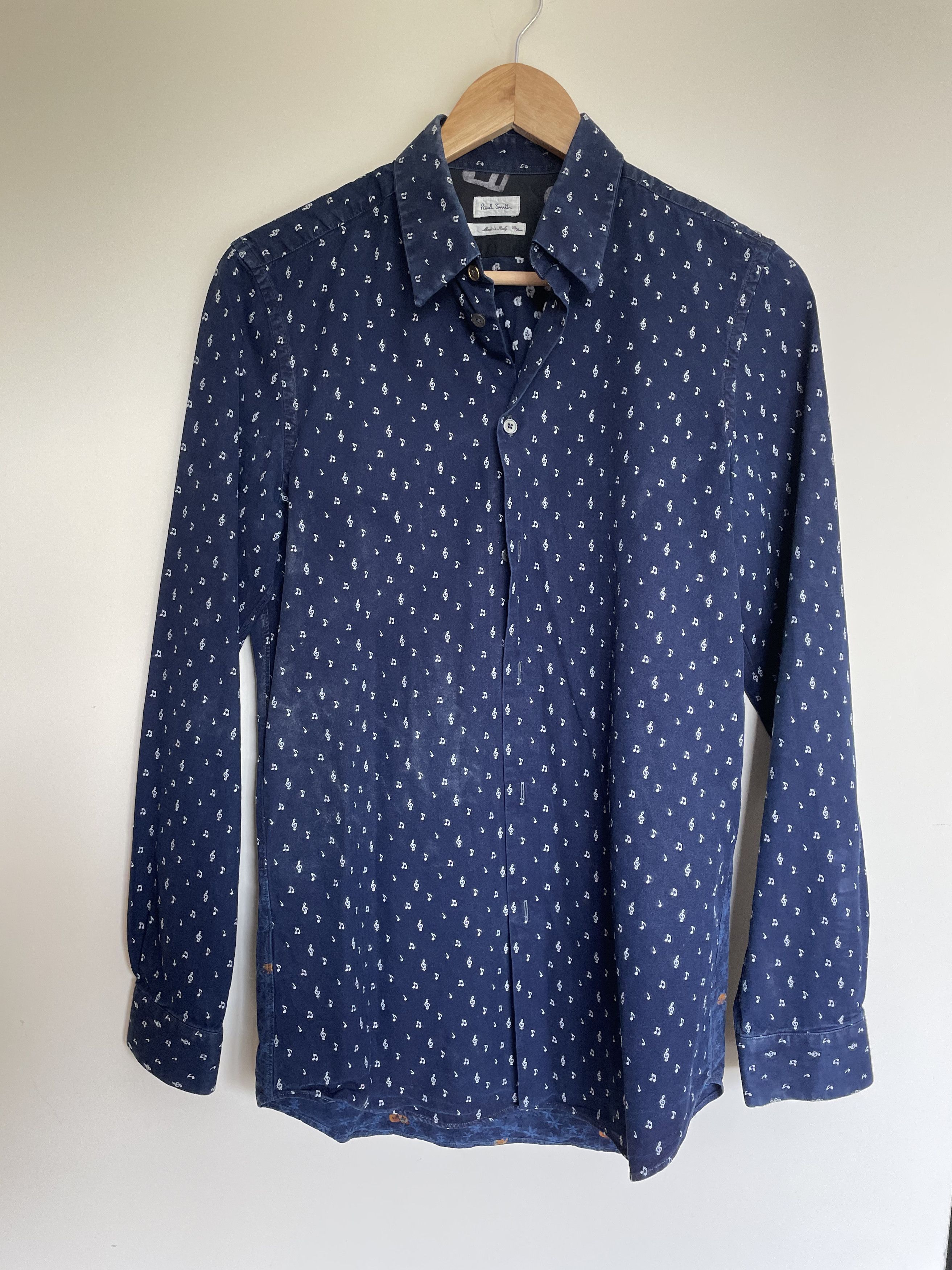 Paul Smith Musical notation embroidered button-up navy shirt Size US M / EU 48-50 / 2 - 1 Thumbnail