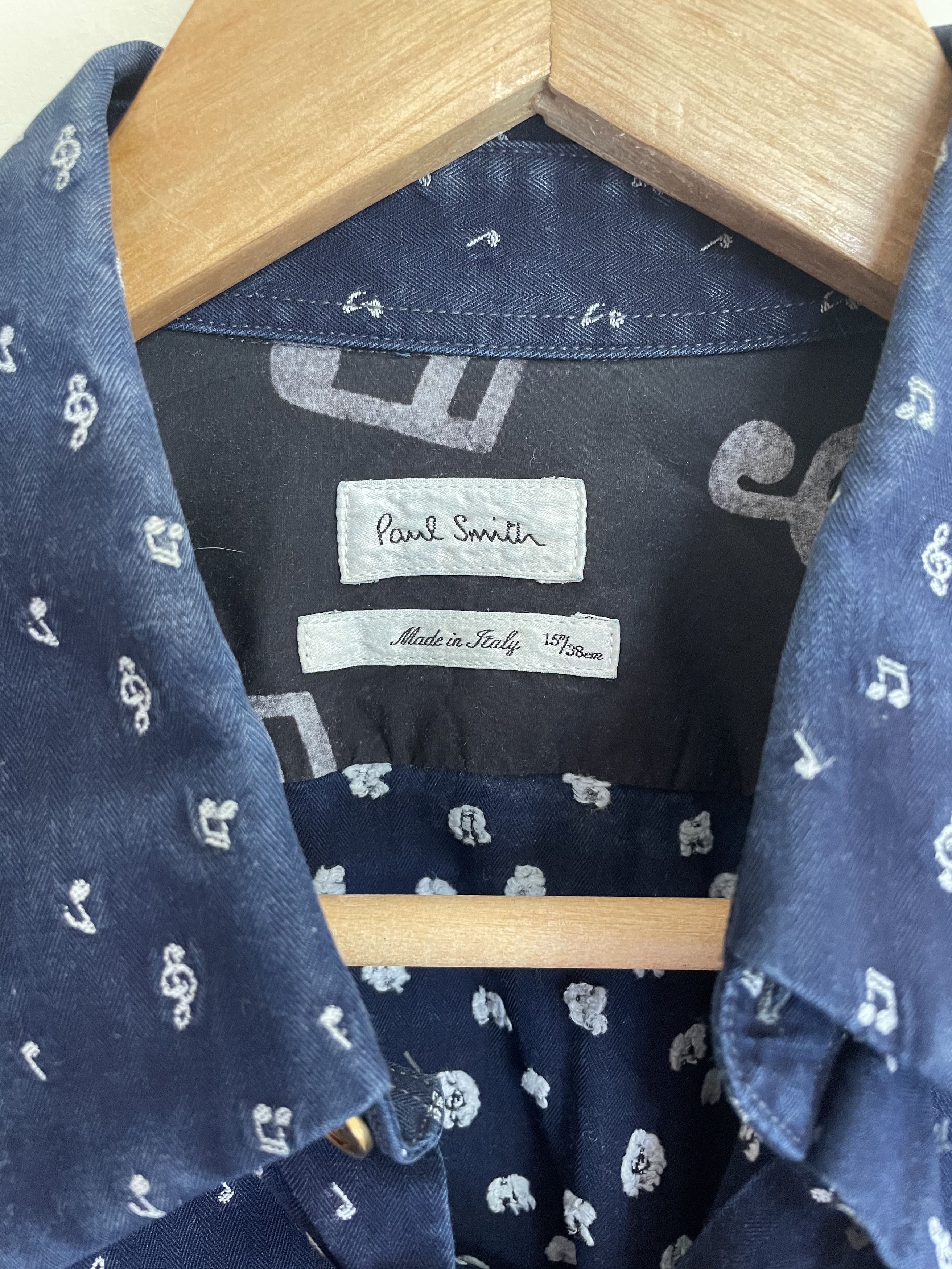 Paul Smith Musical notation embroidered button-up navy shirt Size US M / EU 48-50 / 2 - 2 Thumbnail
