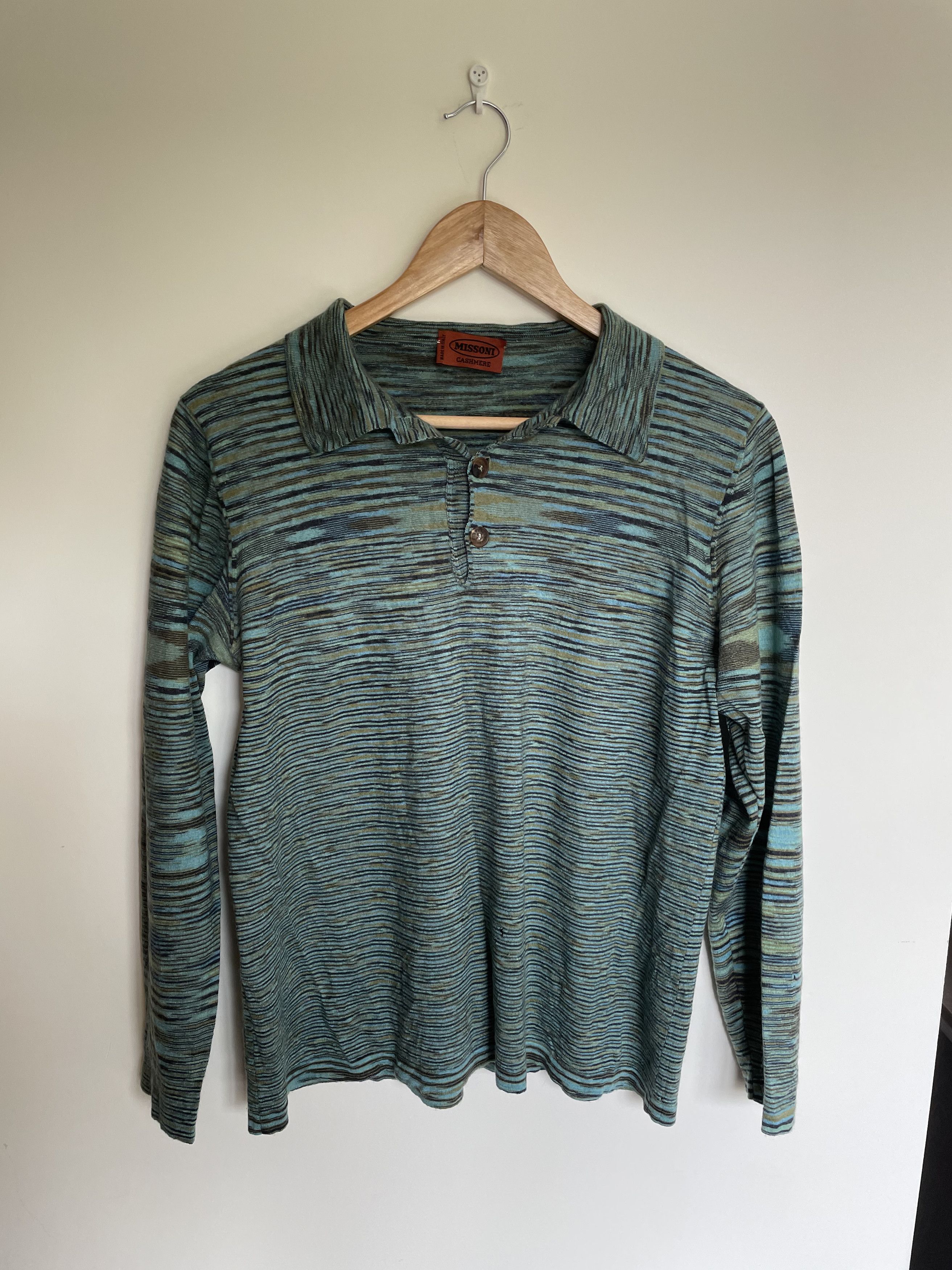 Missoni Cashmere long-sleeve blue and green polo Size US S / EU 44-46 / 1 - 1 Thumbnail