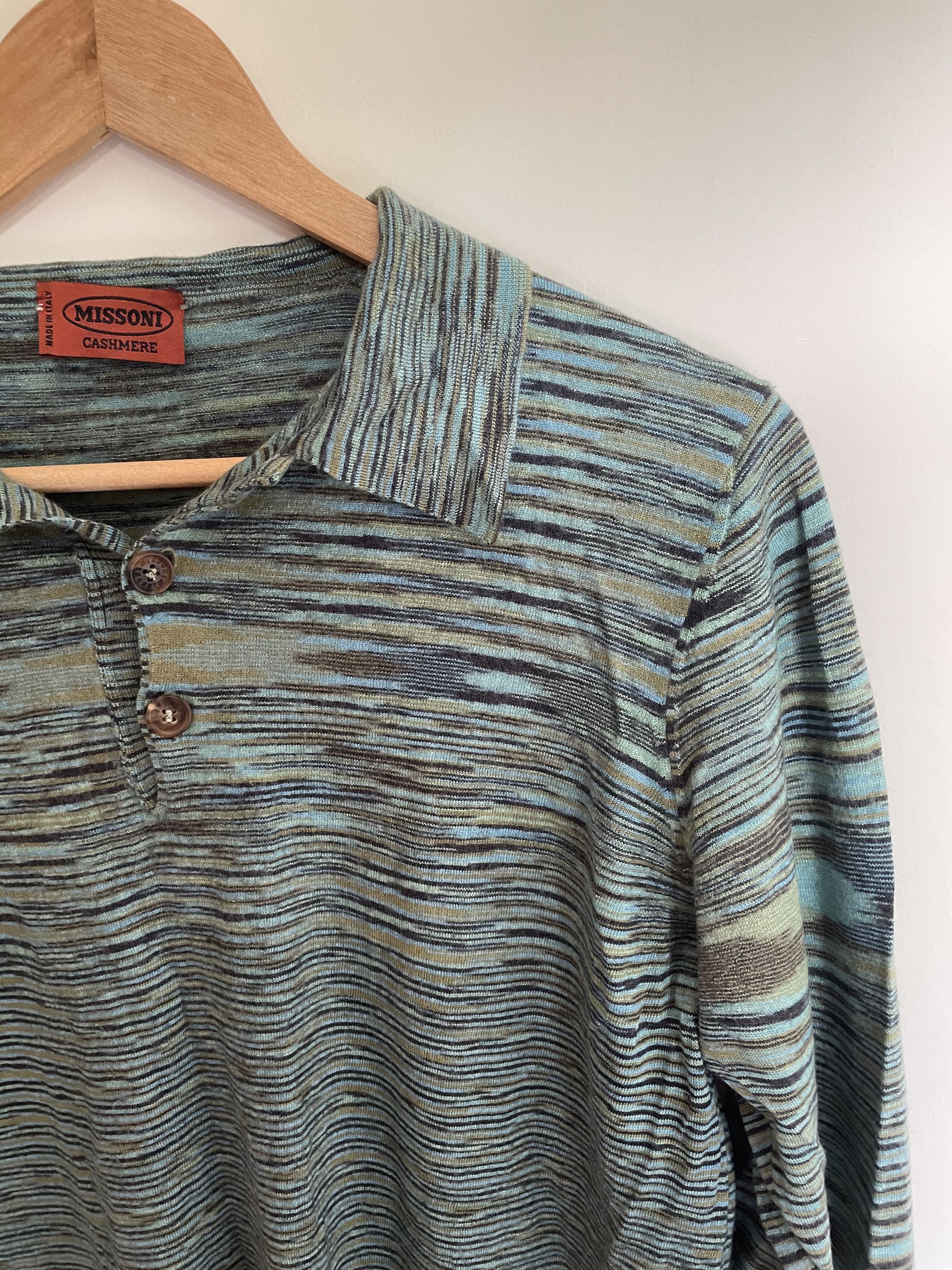 Missoni Cashmere long-sleeve blue and green polo Size US S / EU 44-46 / 1 - 2 Thumbnail
