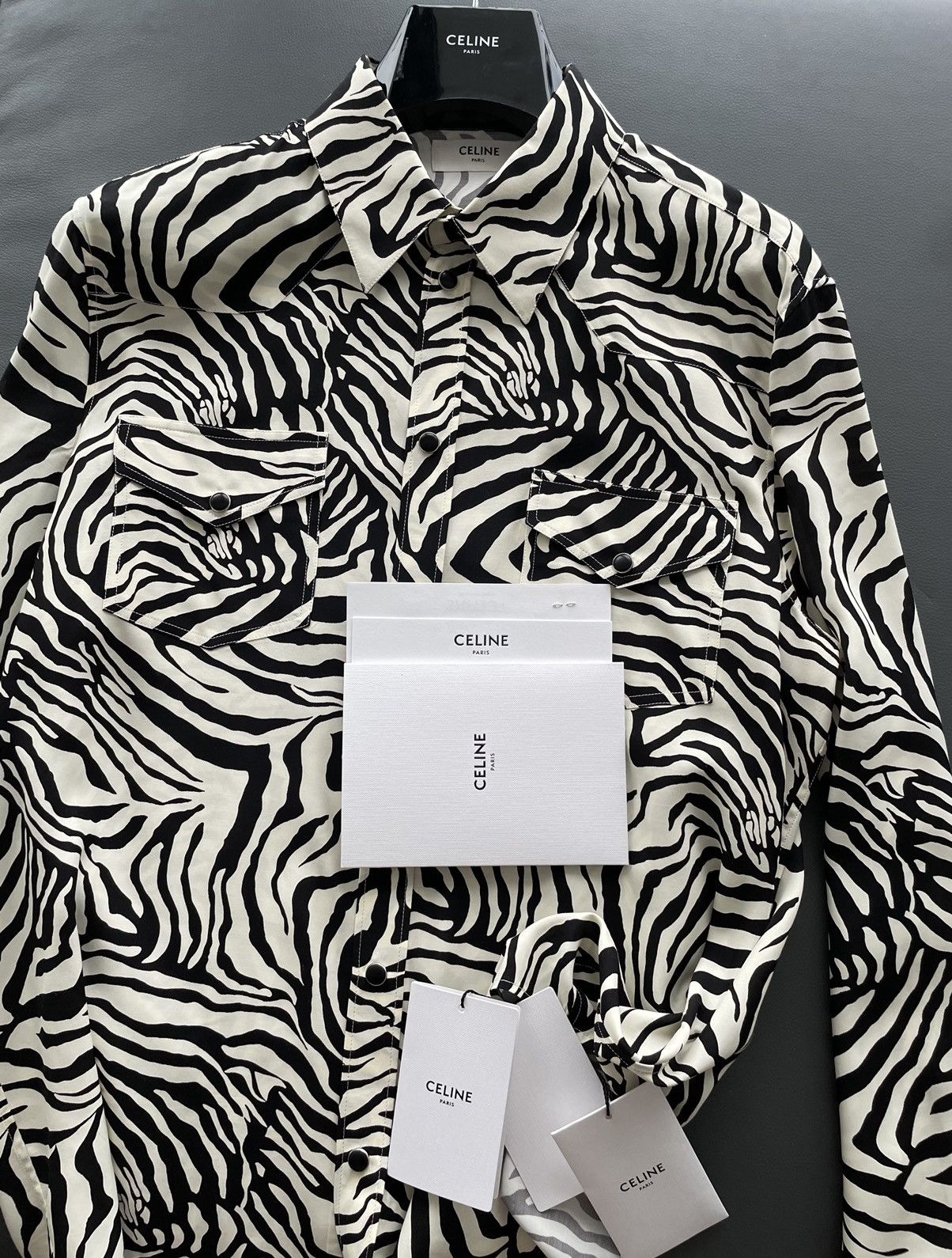 Celine × Hedi Slimane × Yves Saint Laurent Celine by Hedi Slimane Runway Zebra Shirt Size US L / EU 52-54 / 3 - 3 Thumbnail
