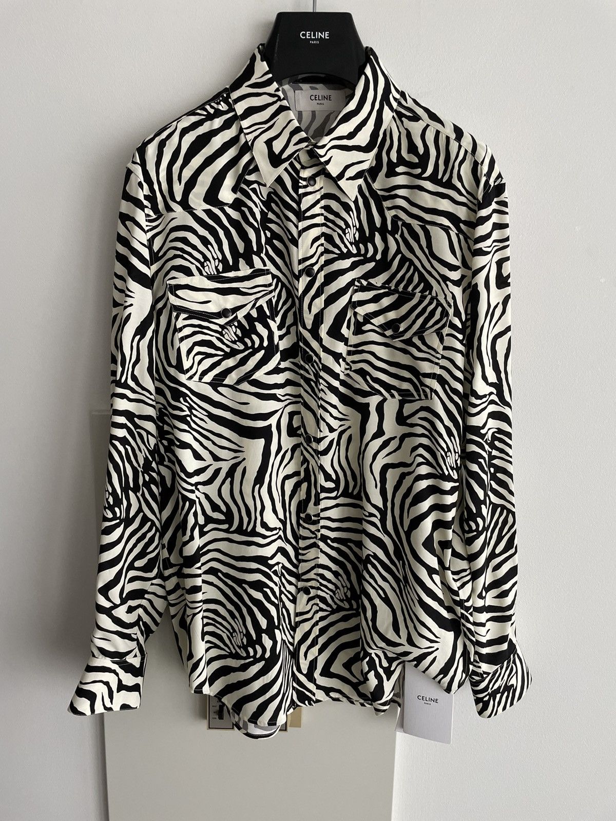 Celine × Hedi Slimane × Yves Saint Laurent Celine by Hedi Slimane Runway Zebra Shirt Size US L / EU 52-54 / 3 - 1 Thumbnail